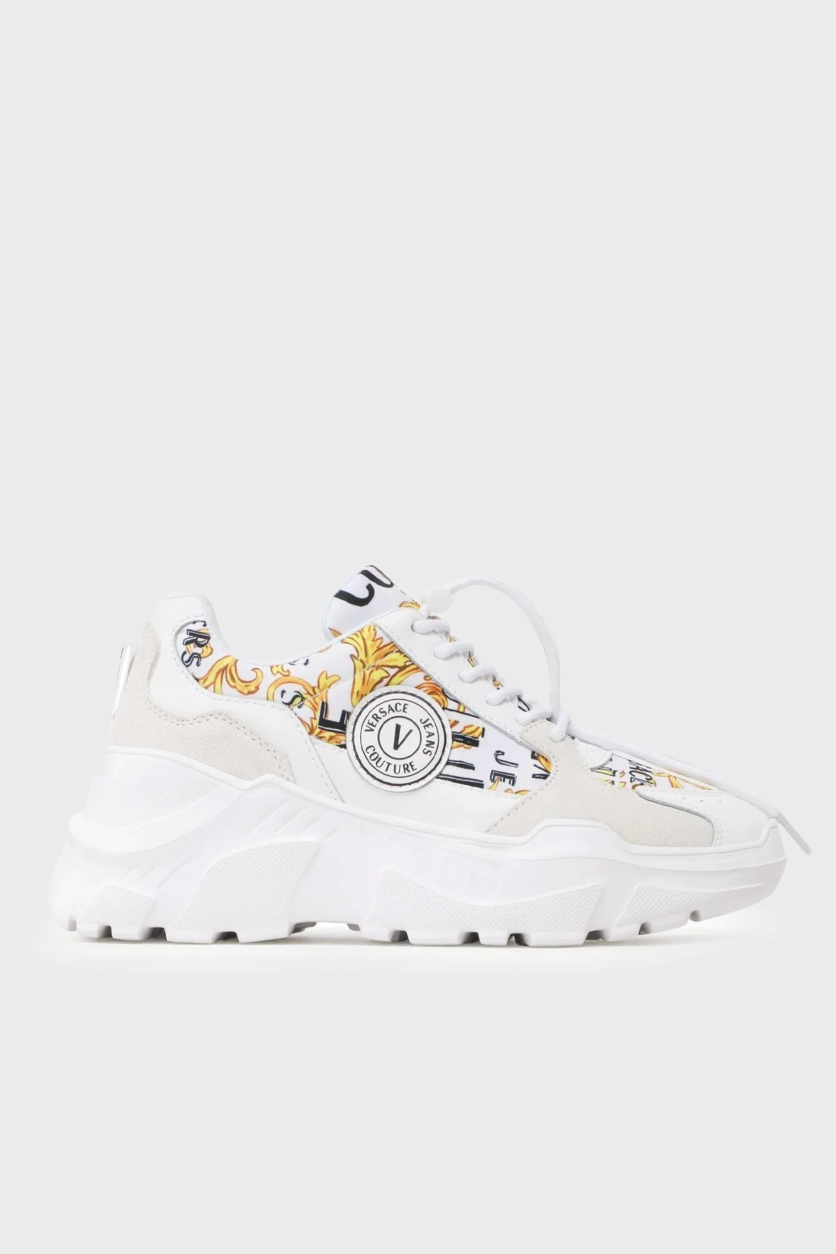 Versace Jeans Couture Logolu Barok Desenli Kalın Tabanlı Sneaker Bayan Ayakkabı 74VA3SC7 ZP231 G03 BEYAZ - 1
