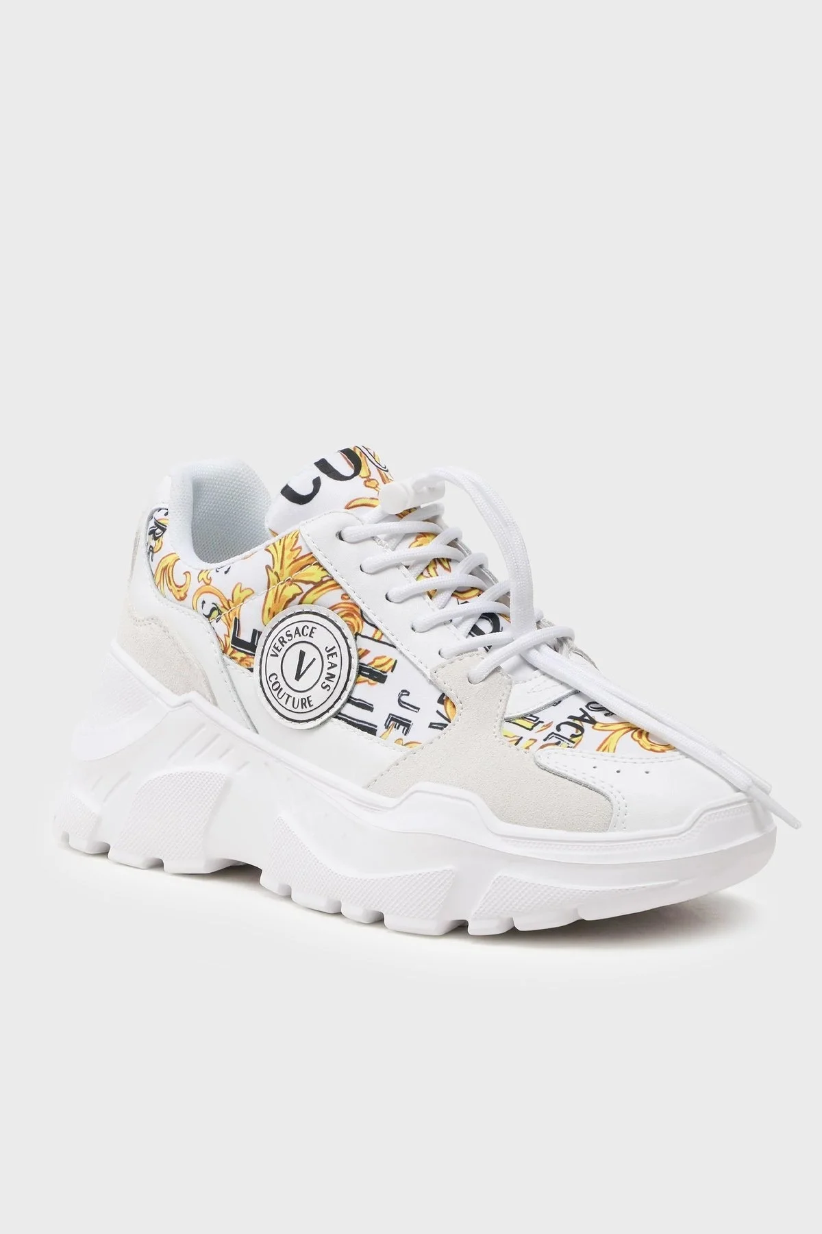 Versace Jeans Couture Logolu Barok Desenli Kalın Tabanlı Sneaker Bayan Ayakkabı 74VA3SC7 ZP231 G03 BEYAZ - 2