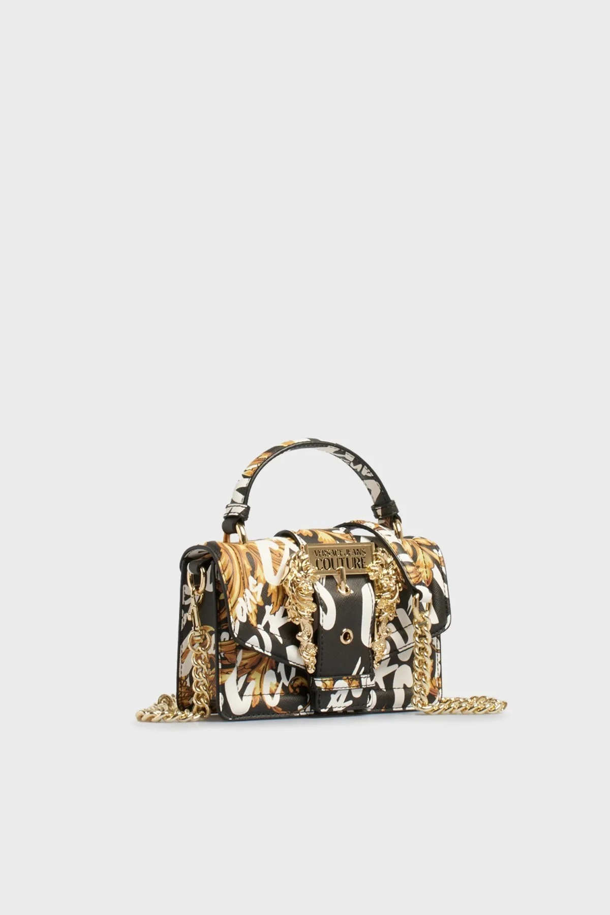 Versace Jeans Couture Logolu Barok Desenli Zincir Askılı Bayan Çanta 73VA4BF6 ZS414 G89 SİYAH-BEYAZ - 6