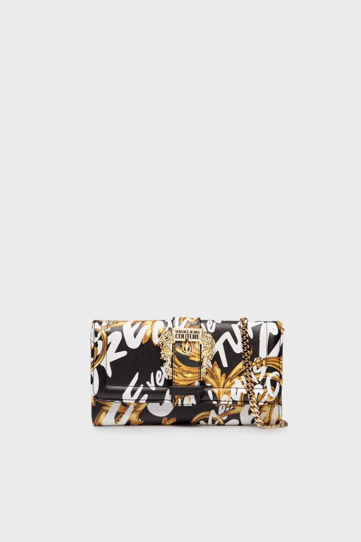 Versace Jeans Couture Logolu Barok Desenli Zincir Askılı Bayan Çanta 73VA5PF3 ZS414 G89 SİYAH-BEYAZ - 1