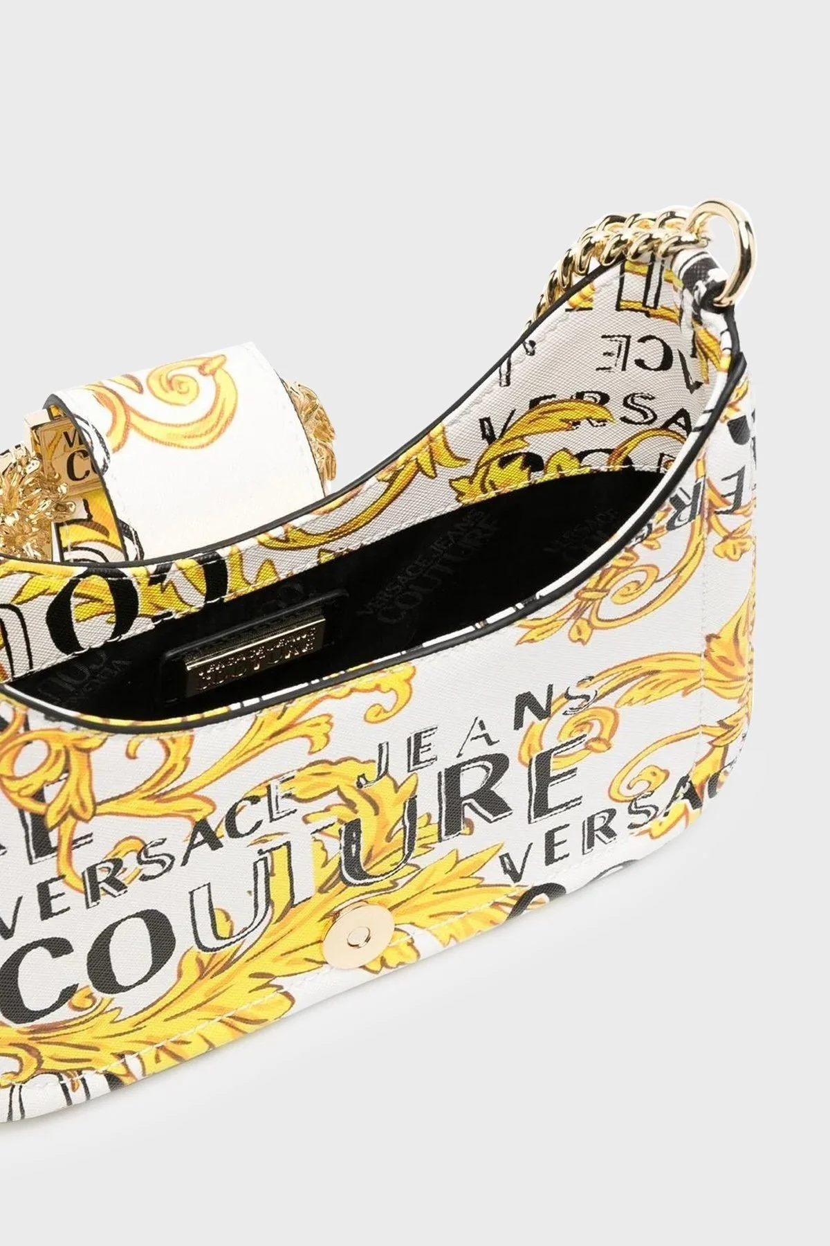 Versace Jeans Couture Logolu Barok Desenli Zincir Askılı Bayan Çanta 74VA4BF5 ZS597 G03 BEYAZ - 4