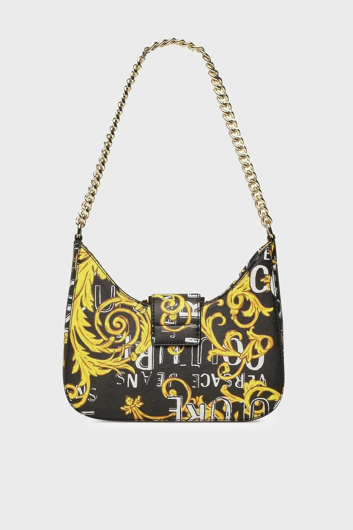Versace Jeans Couture Logolu Barok Desenli Zincir Askılı Bayan Çanta 74VA4BF5 ZS597 G89 SİYAH - 3