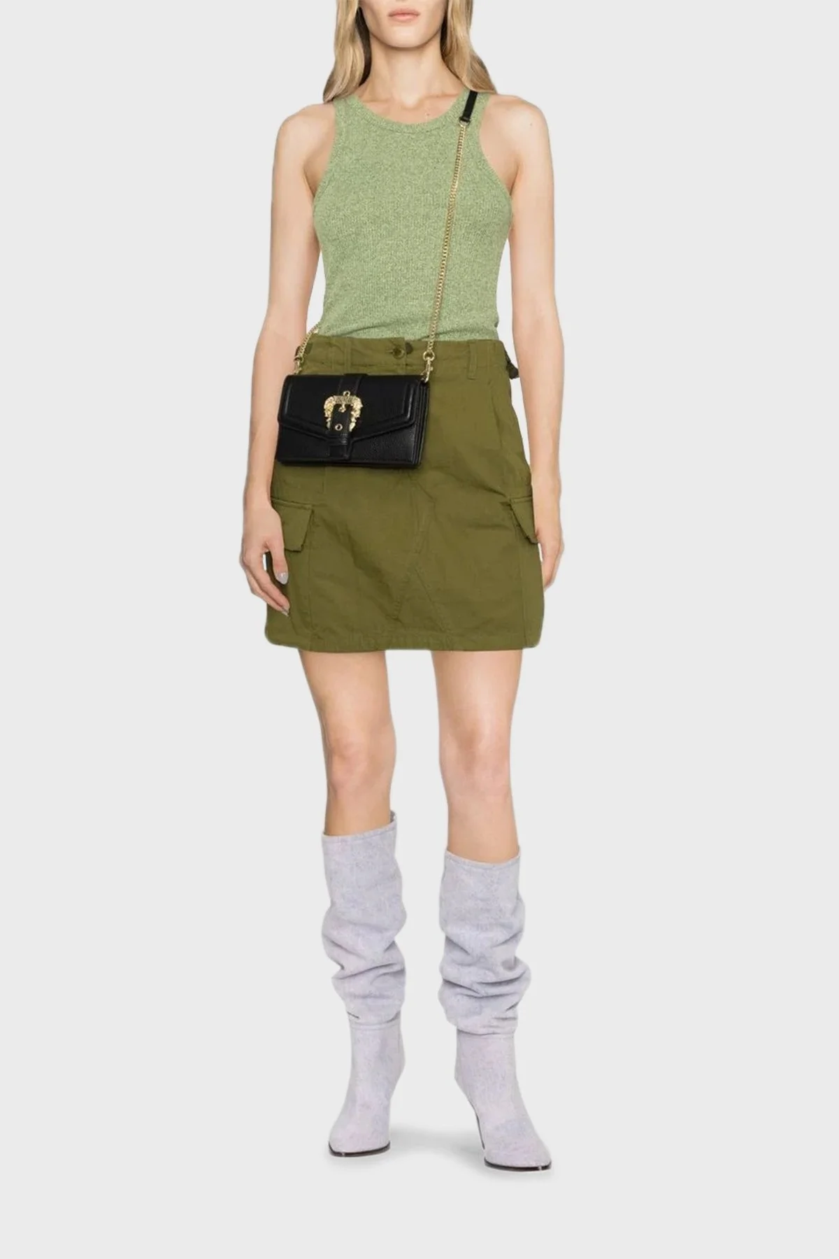 Versace Jeans Couture Logolu Barok Tokalı Zincir Askılı Bayan Çanta 75VA5PF6 ZS413 899 SİYAH - 2