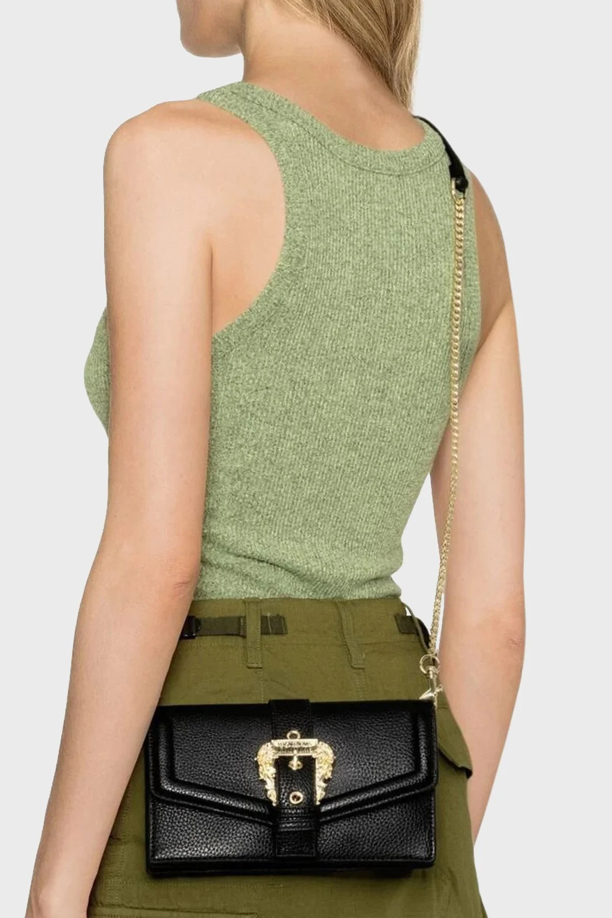 Versace Jeans Couture Logolu Barok Tokalı Zincir Askılı Bayan Çanta 75VA5PF6 ZS413 899 SİYAH - 3