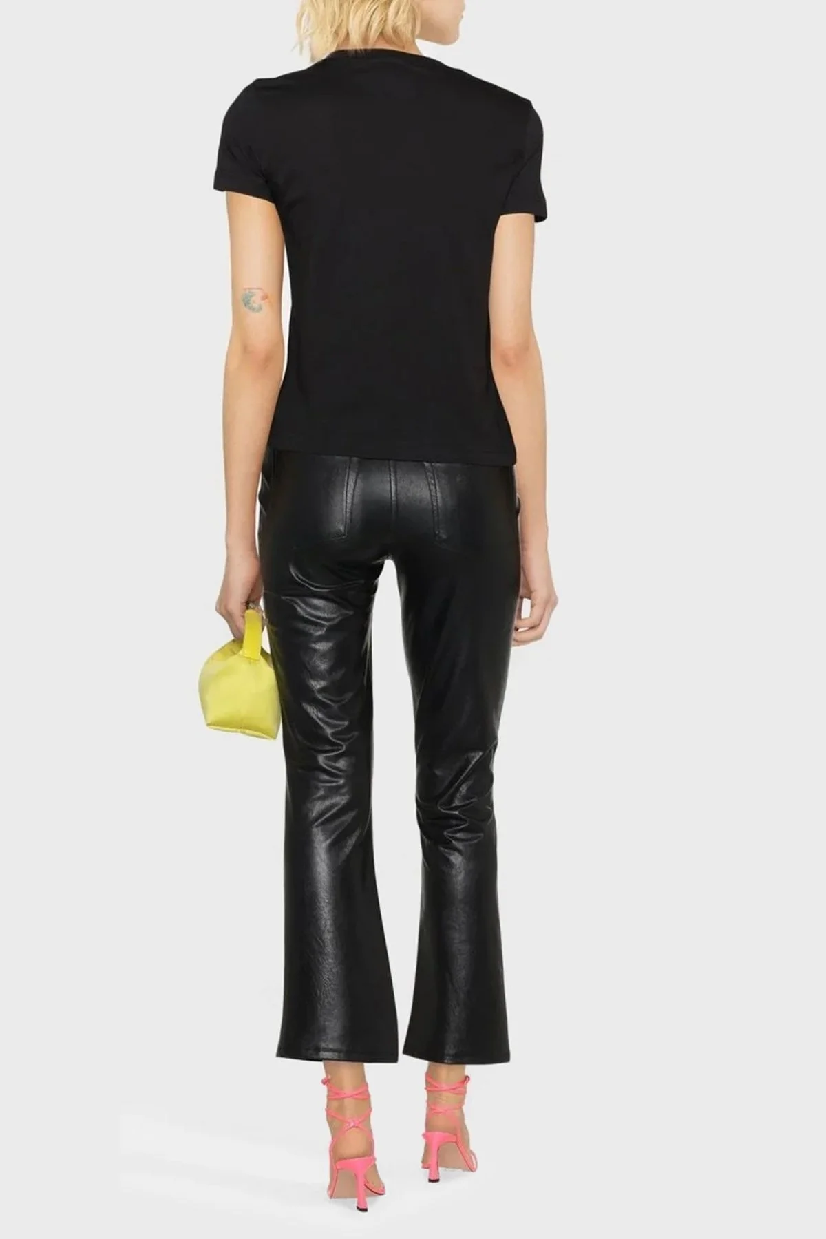 Versace Jeans Couture Logolu Bisiklet Yaka % 100 Pamuk Regular Fit Bayan T Shirt 73HAHT01 CJ00T S89 SİYAH - 2