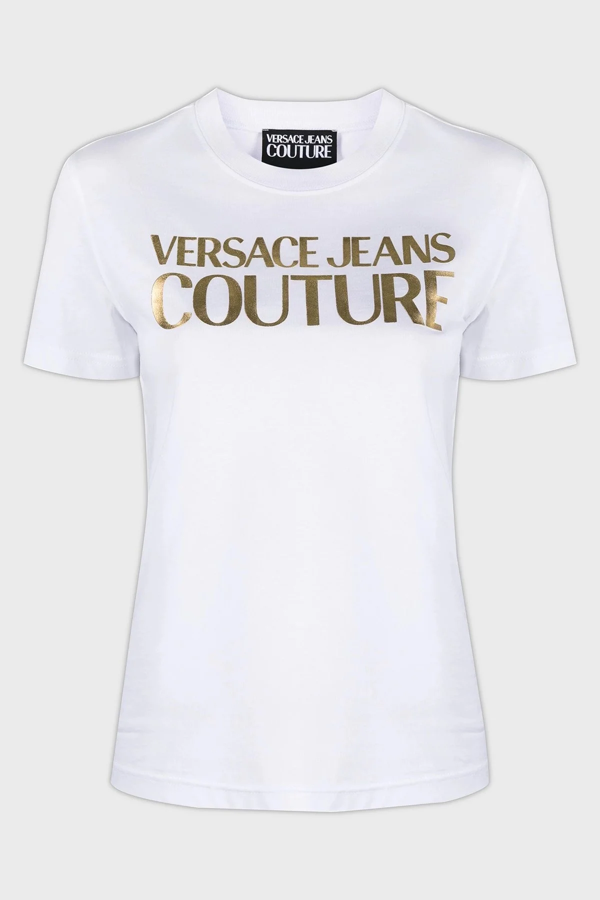Versace Jeans Couture Logolu Bisiklet Yaka % 100 Pamuk Regular Fit Bayan T Shirt 76HAHT04 CJ00T G03 BEYAZ - 8
