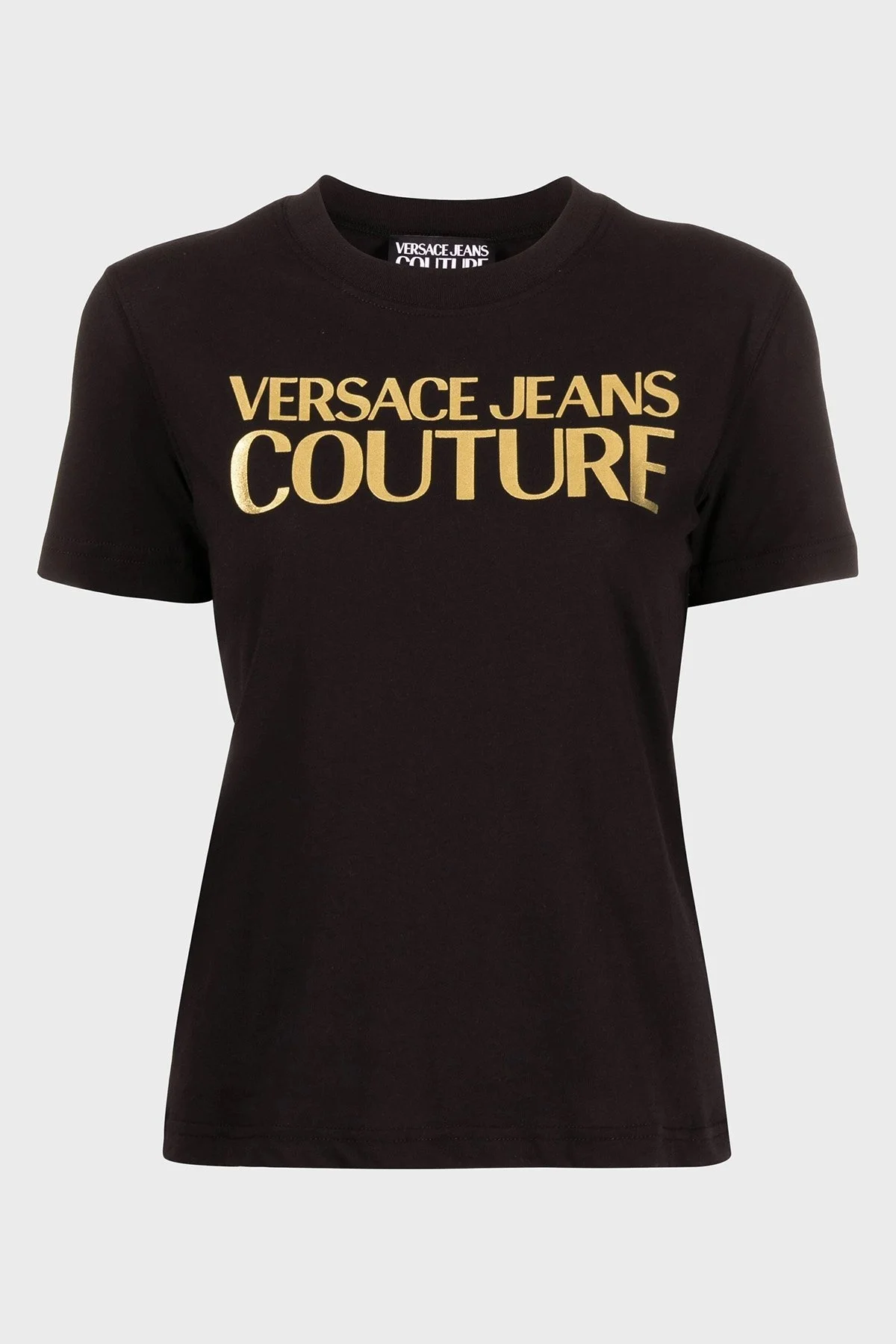 Versace Jeans Couture Logolu Bisiklet Yaka % 100 Pamuk Regular Fit Bayan T Shirt 76HAHT04 CJ00T G89 SİYAH - 4