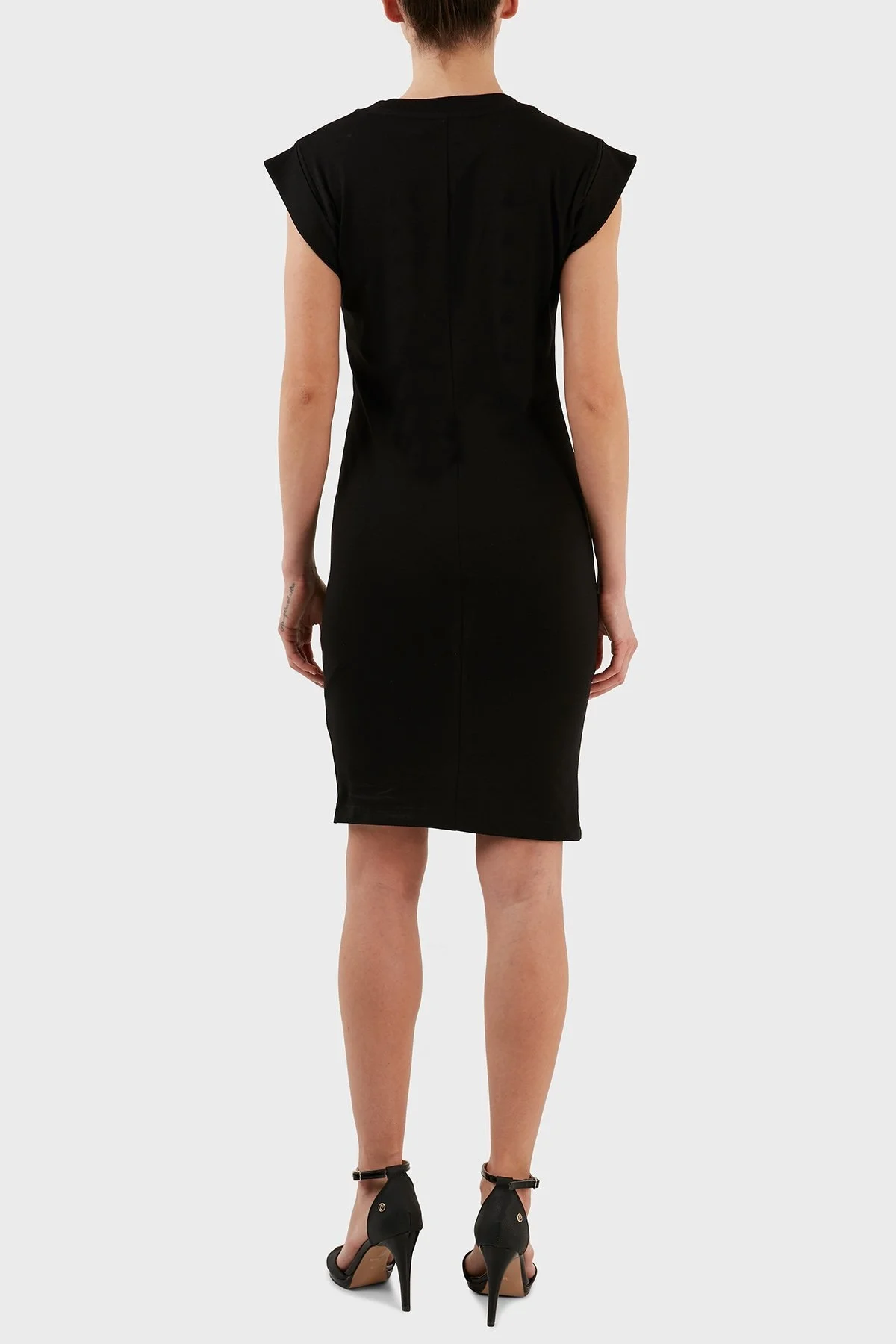 Versace Jeans Couture Logolu Bisiklet Yaka Kısa Kollu % 100 Pamuk Dar Kesim Bayan Elbise 72HAOT09 CJ00T G89 SİYAH - 5