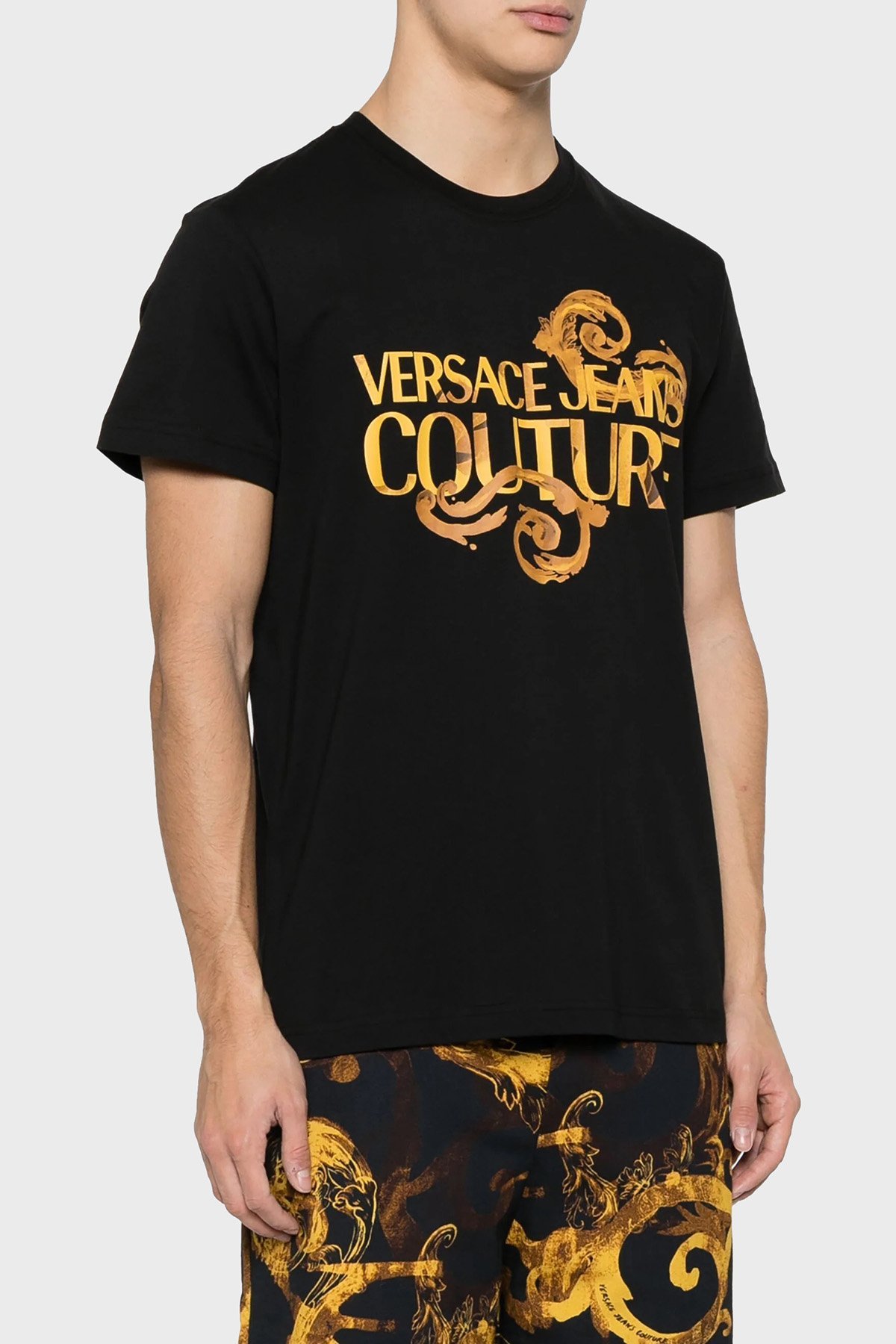 Versace Jeans Couture Logolu Bisiklet Yaka Pamuklu Slim Fit Erkek