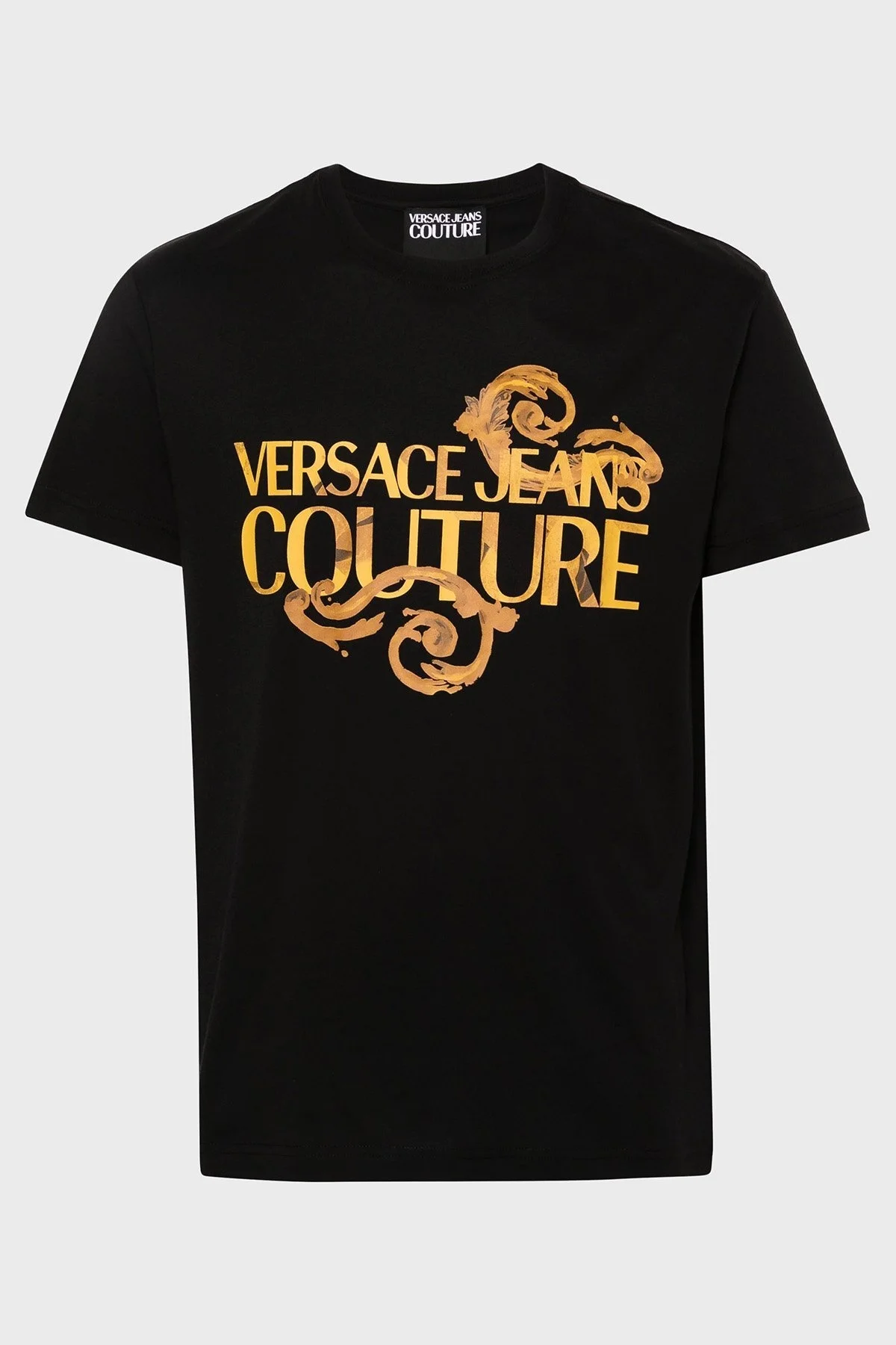 Versace Jeans Couture Logolu Bisiklet Yaka Pamuklu Slim Fit Erkek T Shirt 76GAHG00 CJ00G G89 SİYAH-GOLD - 5