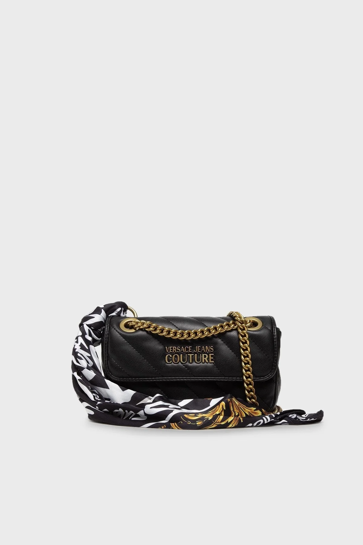 Versace Jeans Couture Logolu Çıkarılabilir Fularlı Zincir Askılı Bayan Çanta 73VA4BA1 ZS409 899 SİYAH - 1