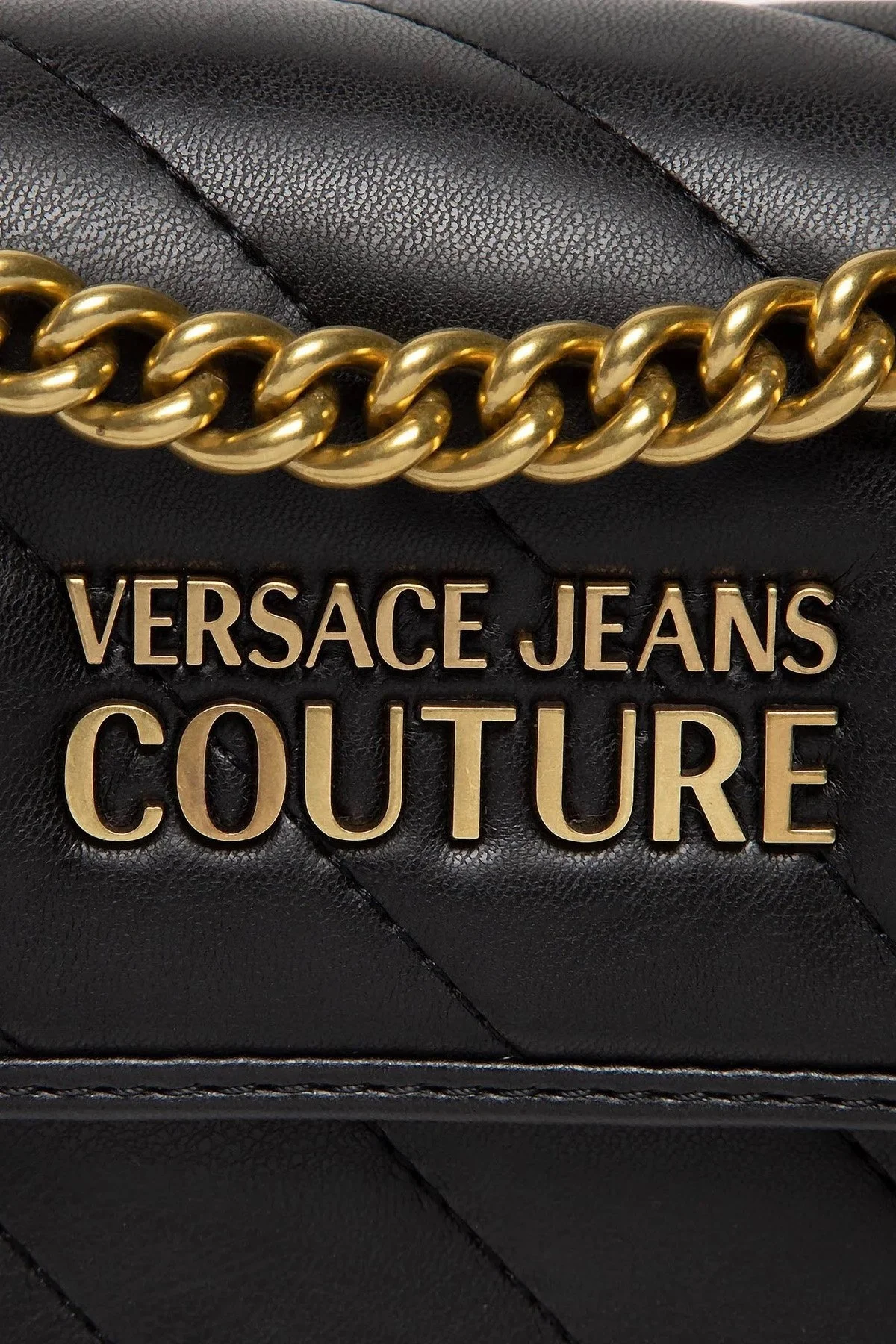 Versace Jeans Couture Logolu Çıkarılabilir Fularlı Zincir Askılı Bayan Çanta 73VA4BA1 ZS409 899 SİYAH - 5