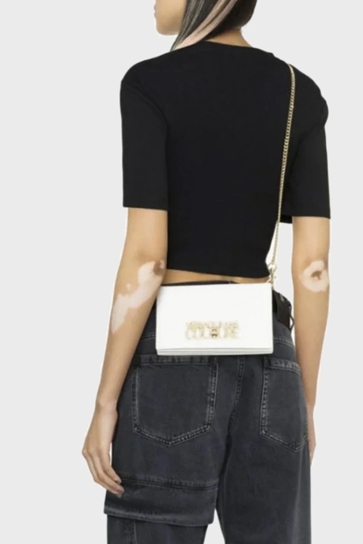 Versace Jeans Couture Logolu Çıkarılabilir Omuz Askılı Bayan Çanta 74VA5PL6 ZS467 003 BEYAZ - 2