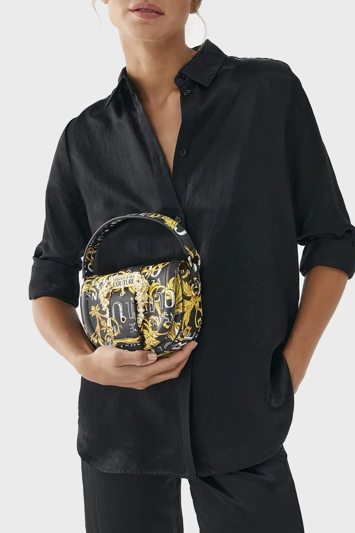 Versace Jeans Couture Logolu Çıkarılabilir Uzatma Askılı Bayan Çanta 74VA4BF2 ZS597 G89 SİYAH - 2