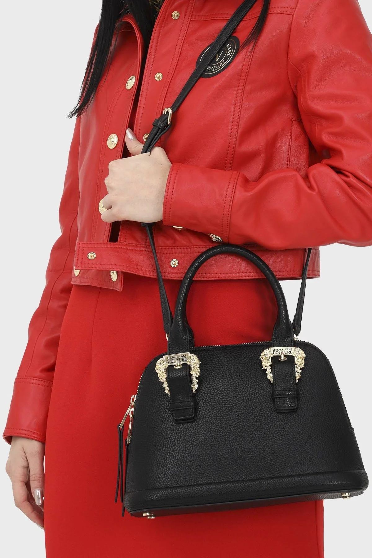 Versace Jeans Couture Logolu Çıkarılabilir Uzatma Askılı Bayan Çanta 74VA4BFB ZS413 899 SİYAH - 2