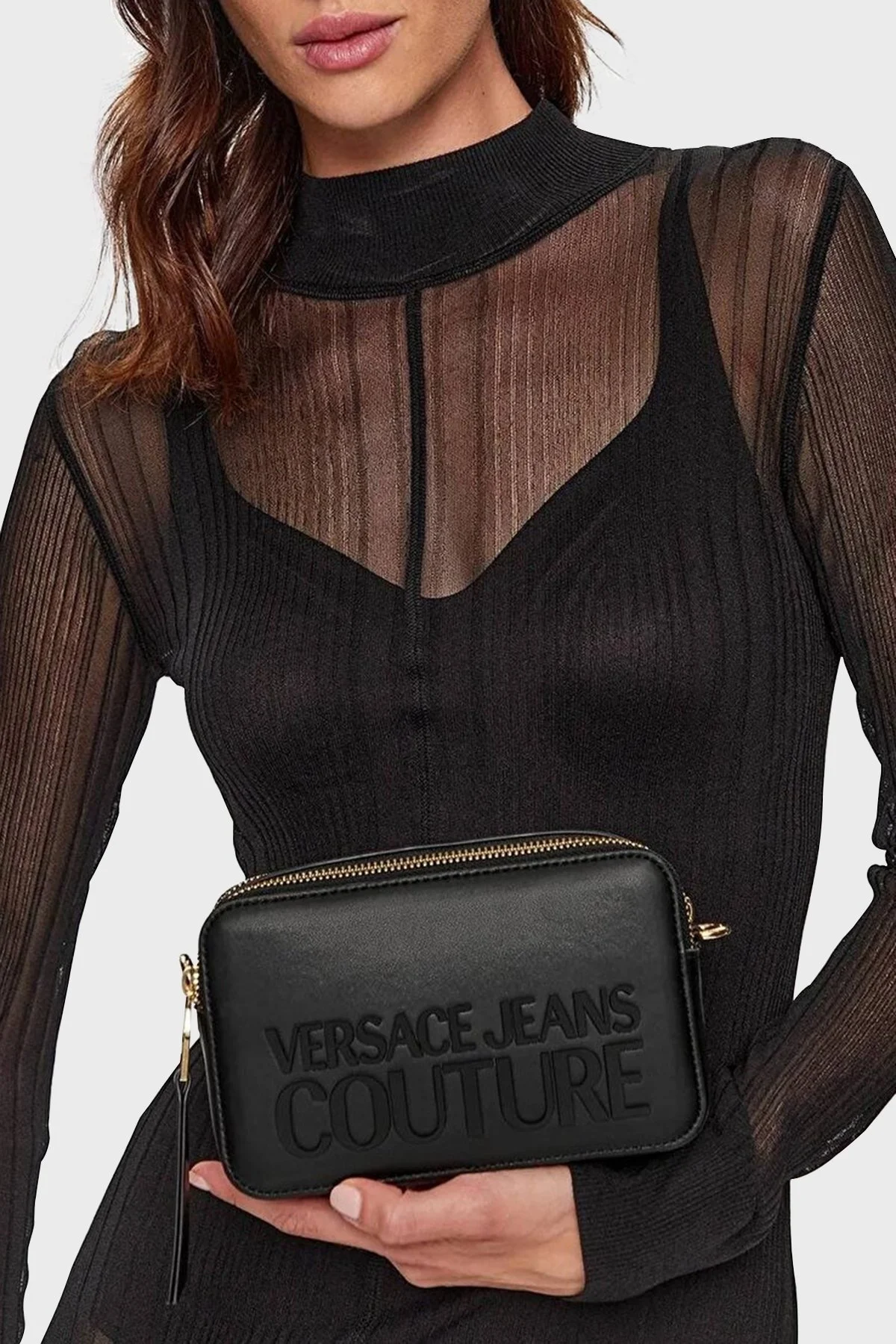 Versace Jeans Couture Logolu Çıkarılabilir Uzatma Askılı Bayan Çanta 74VA4BH3 ZS613 899 SİYAH - 2