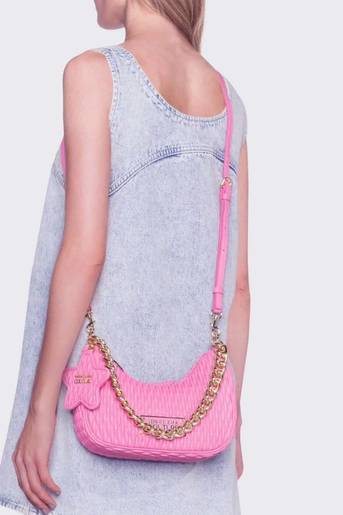 Versace Jeans Couture Logolu Çıkarılabilir Uzatma Askılı Kapitone Bayan Çanta 75VA4BO1 ZS818 461 PEMBE - 3