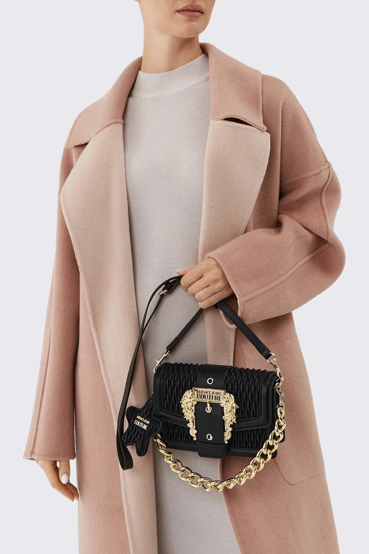 Versace Jeans Couture Logolu Çıkarılabilir Uzatma Askılı Zincirli Bayan Çanta 75VA4BFC ZS818 899 SİYAH - 2