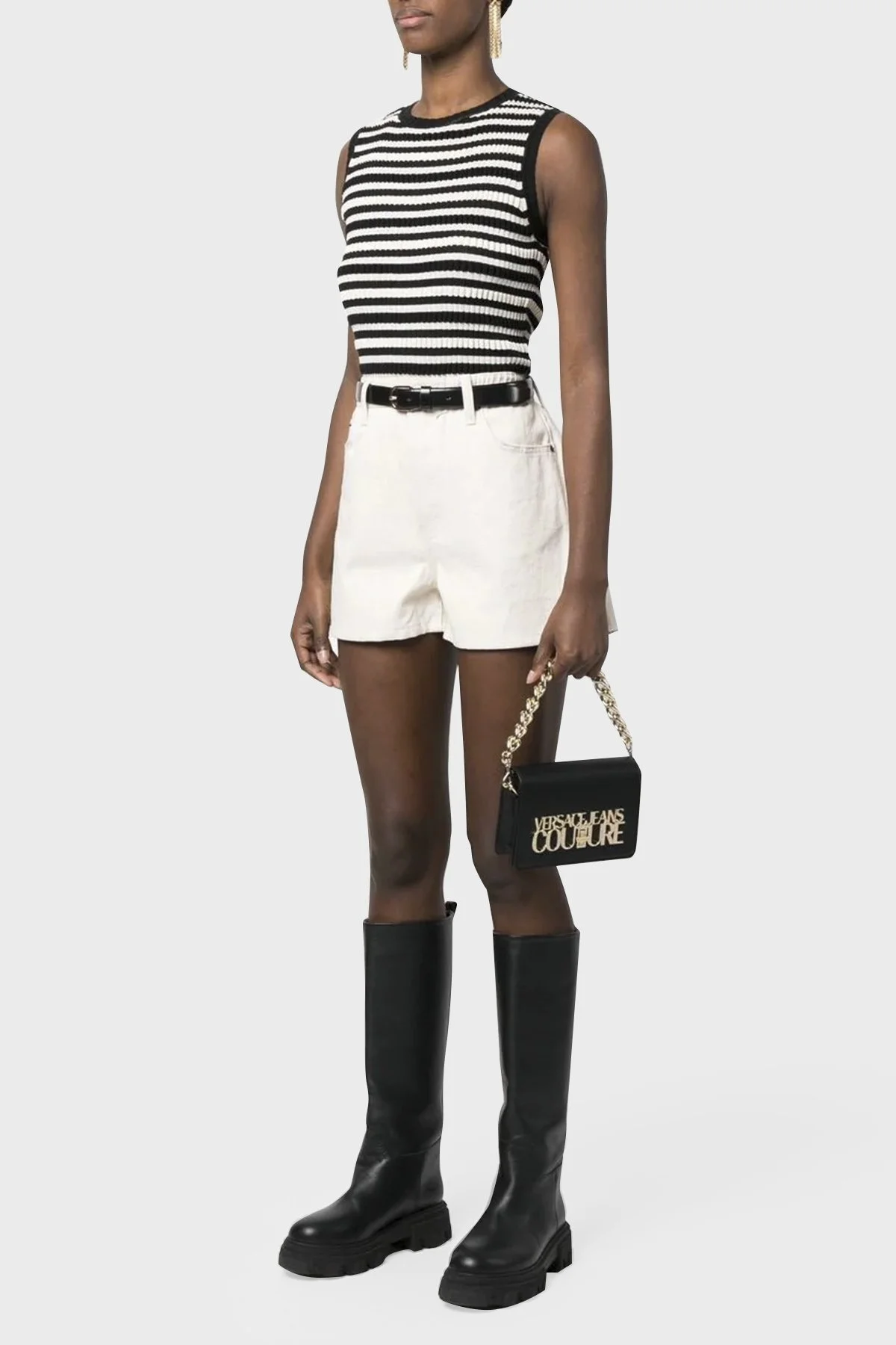 Versace Jeans Couture Logolu Çıkarılabilir Zincir Askılı Bayan Çanta 74VA4BL3 ZS467 899 SİYAH - 2
