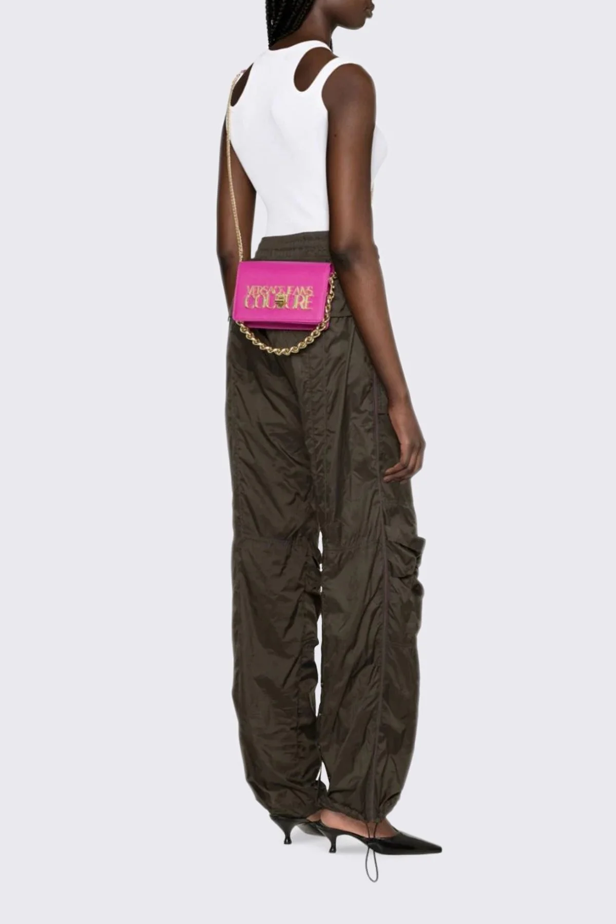 Versace Jeans Couture Logolu Çıkarılabilir Zincir Askılı Bayan Çanta 75VA4BL3 ZS467 312 FUŞYA - 2