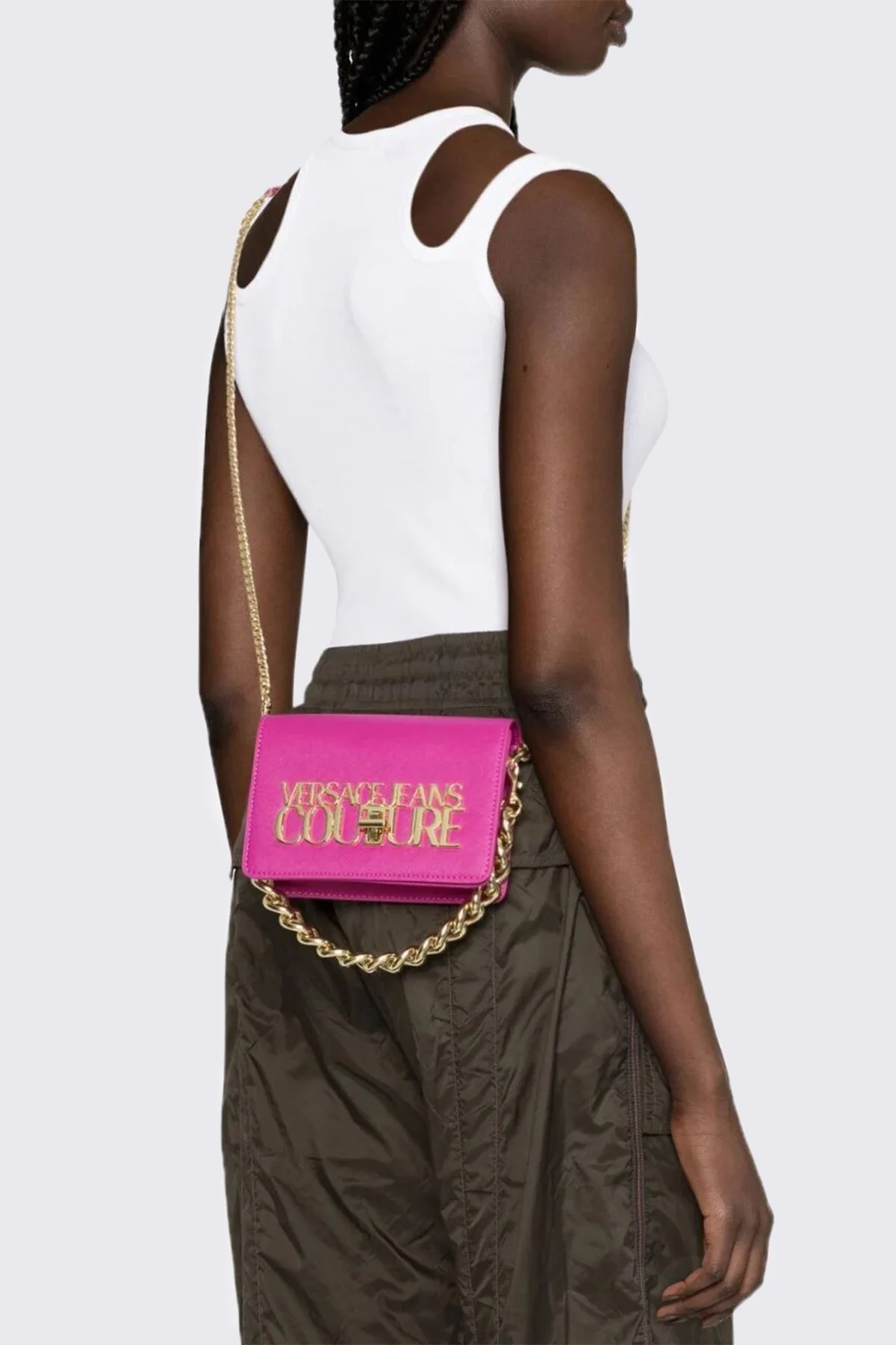 Versace Jeans Couture Logolu Çıkarılabilir Zincir Askılı Bayan Çanta 75VA4BL3 ZS467 312 FUŞYA - 3