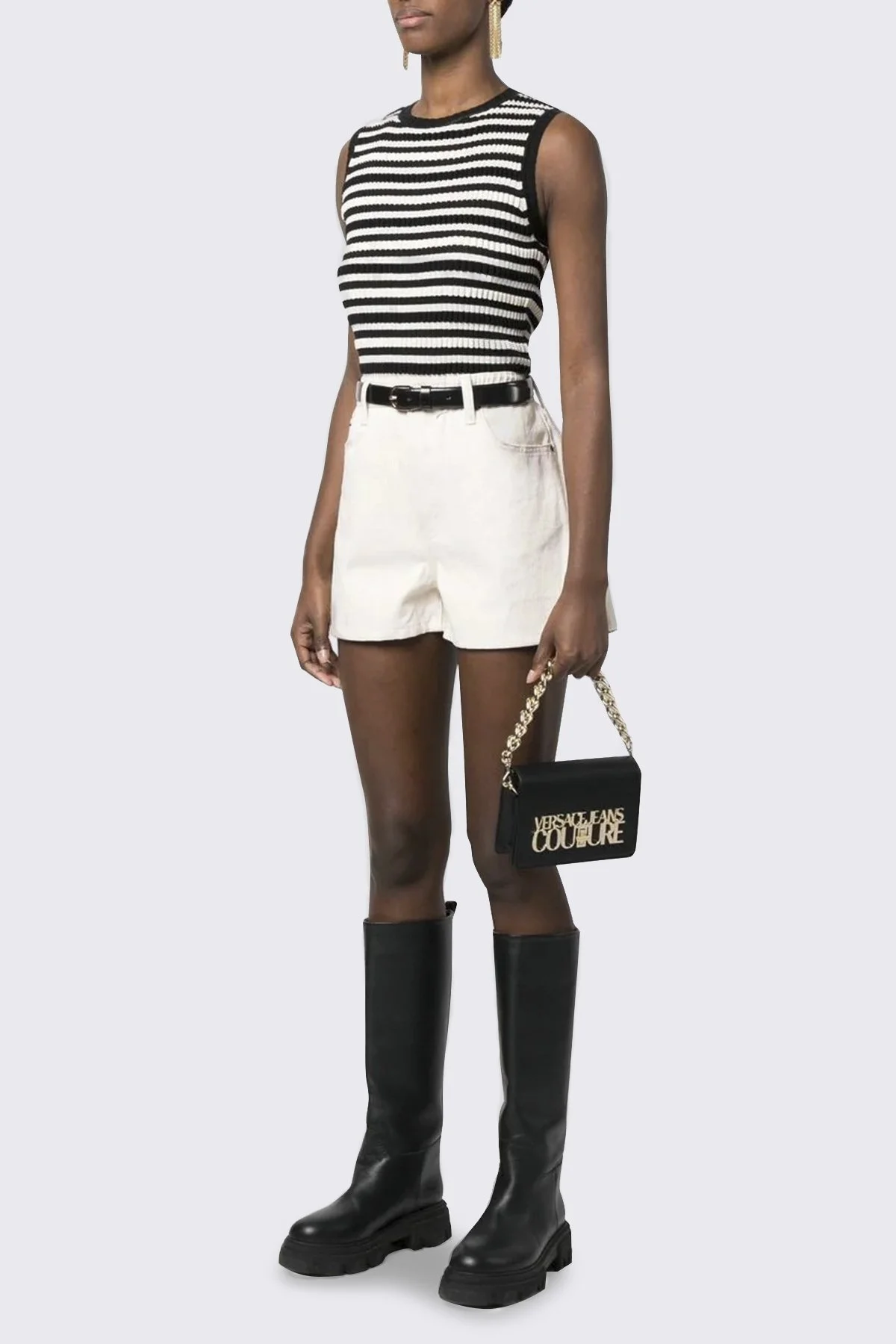 Versace Jeans Couture Logolu Çıkarılabilir Zincir Askılı Bayan Çanta 75VA4BL3 ZS467 899 SİYAH - 2