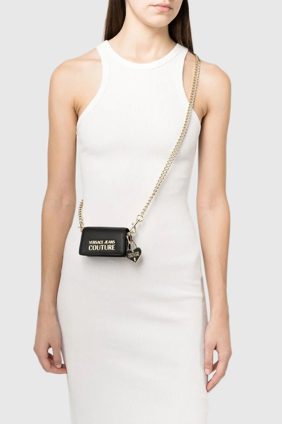 Versace Jeans Couture Logolu Çıkarılabilir Zincir Askılı Mini Bayan Çanta 74VA4BC9 ZS467 899 SİYAH - 2