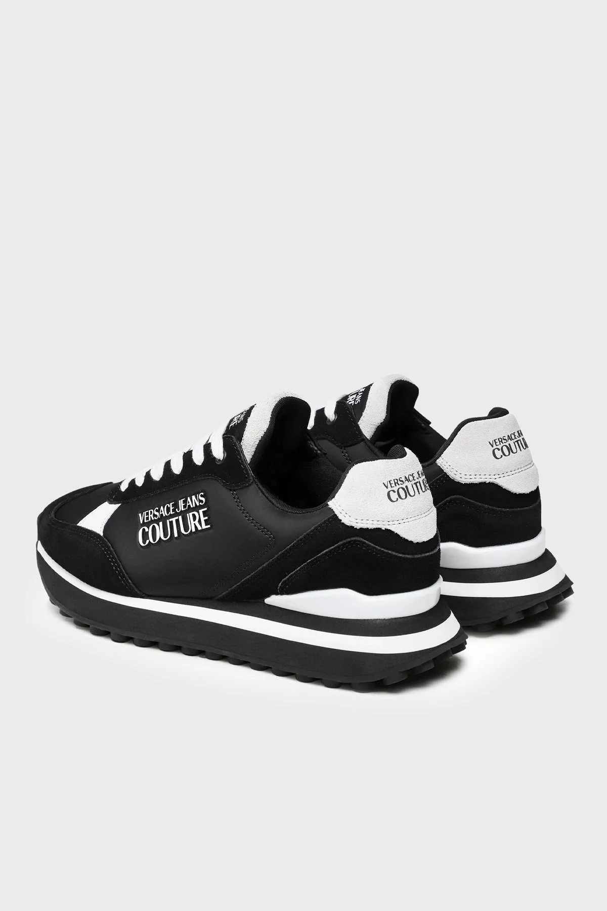 Versace Jeans Couture Logolu Deri Sneaker Erkek Ayakkabı 74YA3SE2 ZP076 L01 SİYAH-BEYAZ - 2