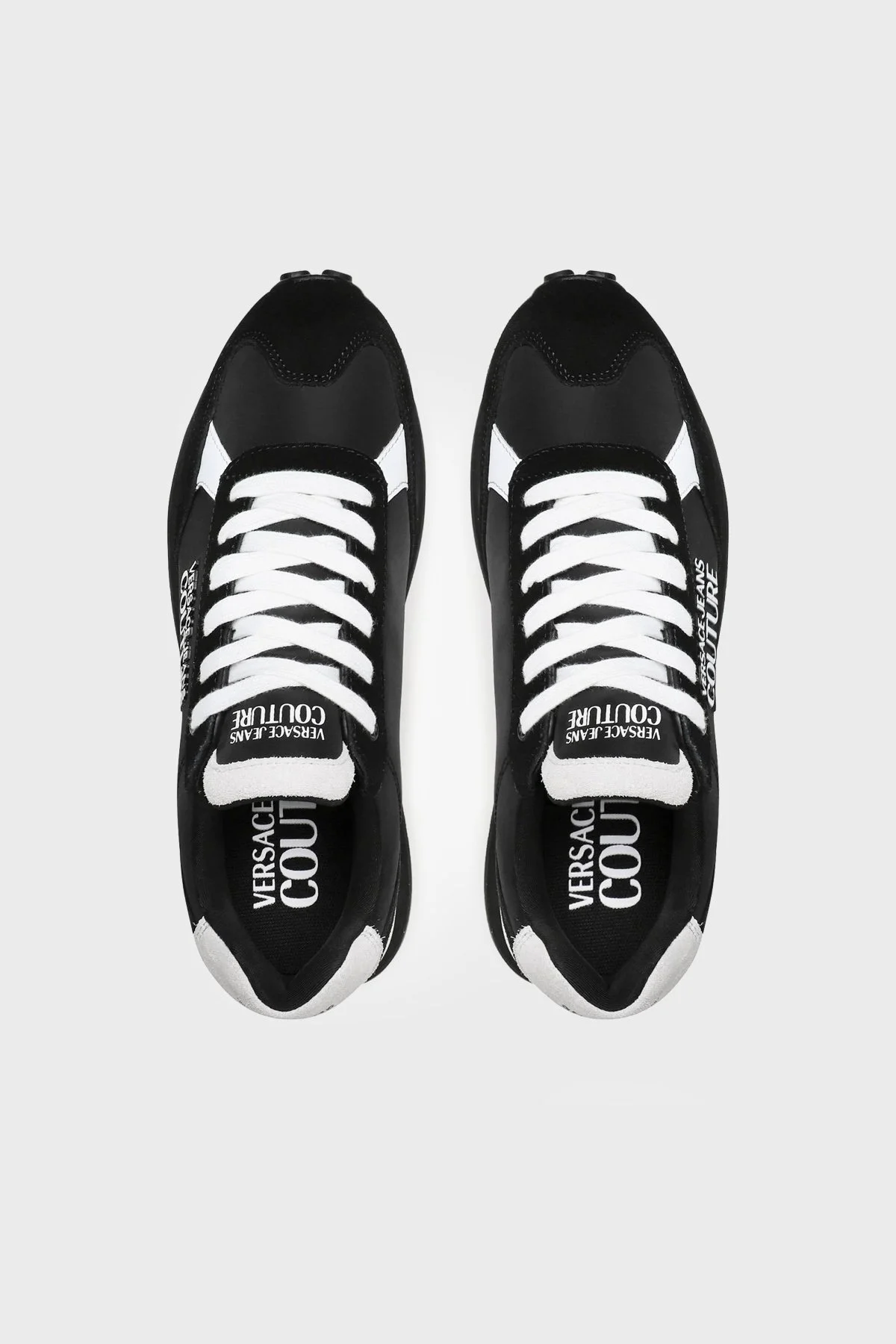 Versace Jeans Couture Logolu Deri Sneaker Erkek Ayakkabı 74YA3SE2 ZP076 L01 SİYAH-BEYAZ - 4