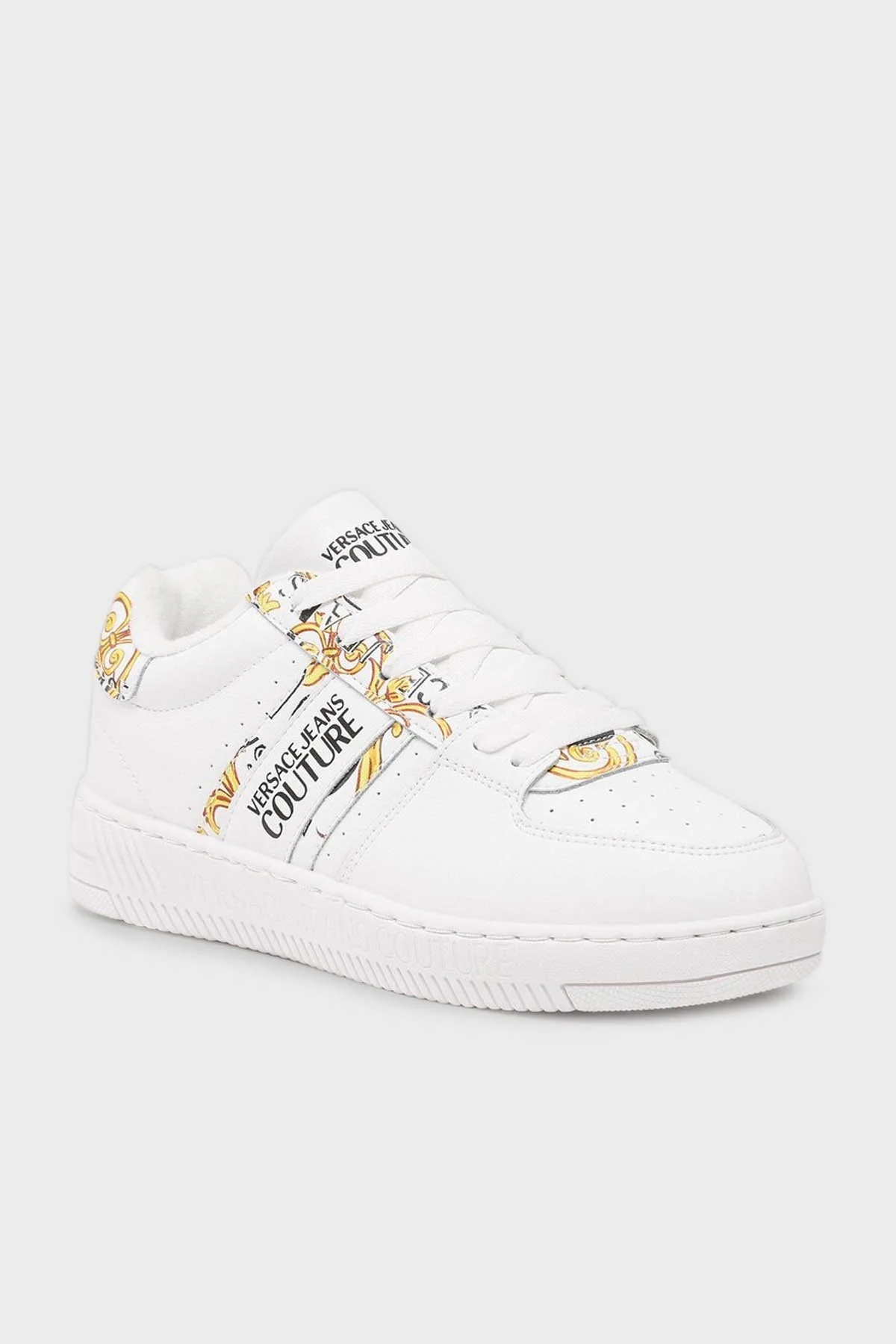 Versace Jeans Couture Logolu Deri Sneaker Bayan Ayakkabı 74VA3SJ7 ZP208 G03 BEYAZ - 5