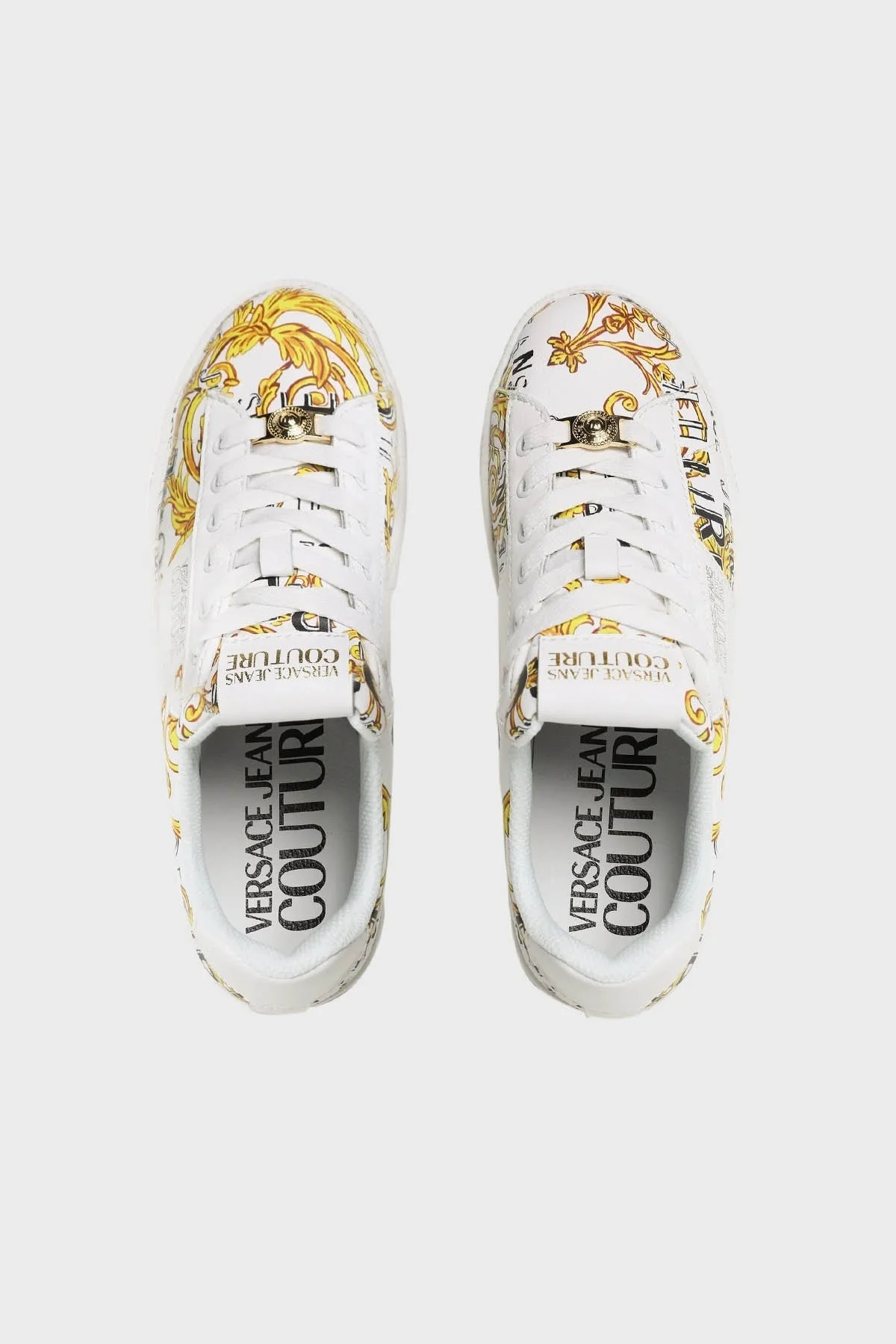 Versace Jeans Couture Logolu Deri Sneaker Bayan Ayakkabı 74VA3SKA ZP238 G03 BEYAZ - 4