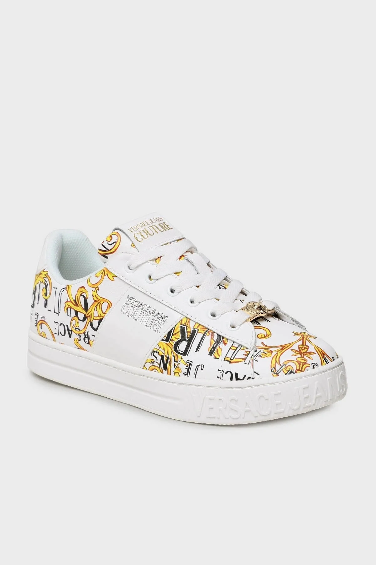 Versace Jeans Couture Logolu Deri Sneaker Bayan Ayakkabı 74VA3SKA ZP238 G03 BEYAZ - 5