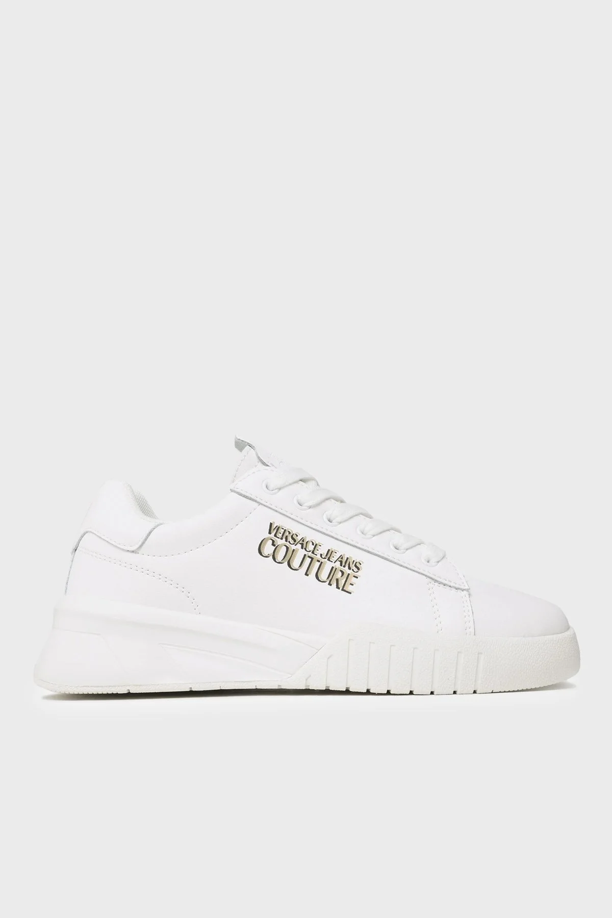 Versace Jeans Couture Logolu Deri Sneaker Bayan Ayakkabı 74VA3SR2 ZP205 003 BEYAZ - 1