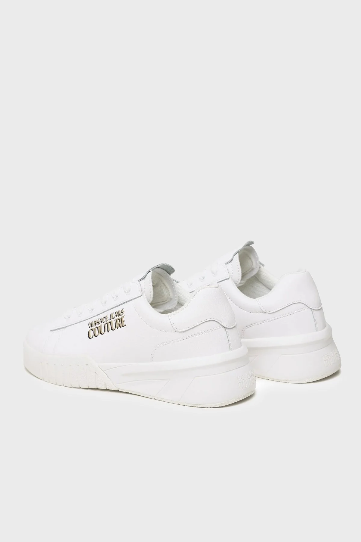 Versace Jeans Couture Logolu Deri Sneaker Bayan Ayakkabı 74VA3SR2 ZP205 003 BEYAZ - 3