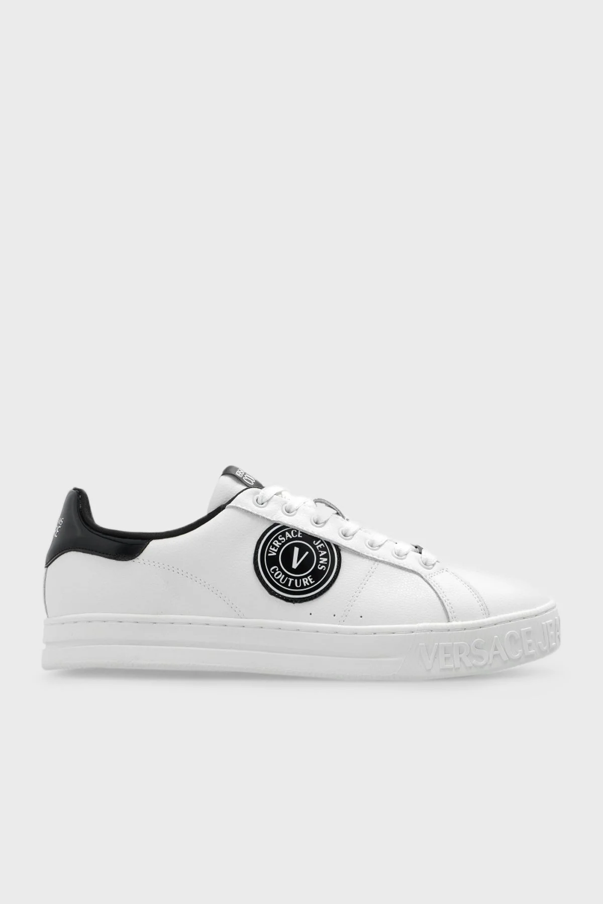 Versace Jeans Couture Logolu Deri Sneaker Erkek Ayakkabı 73YA3SK1 ZP165 L02 BEYAZ - 1