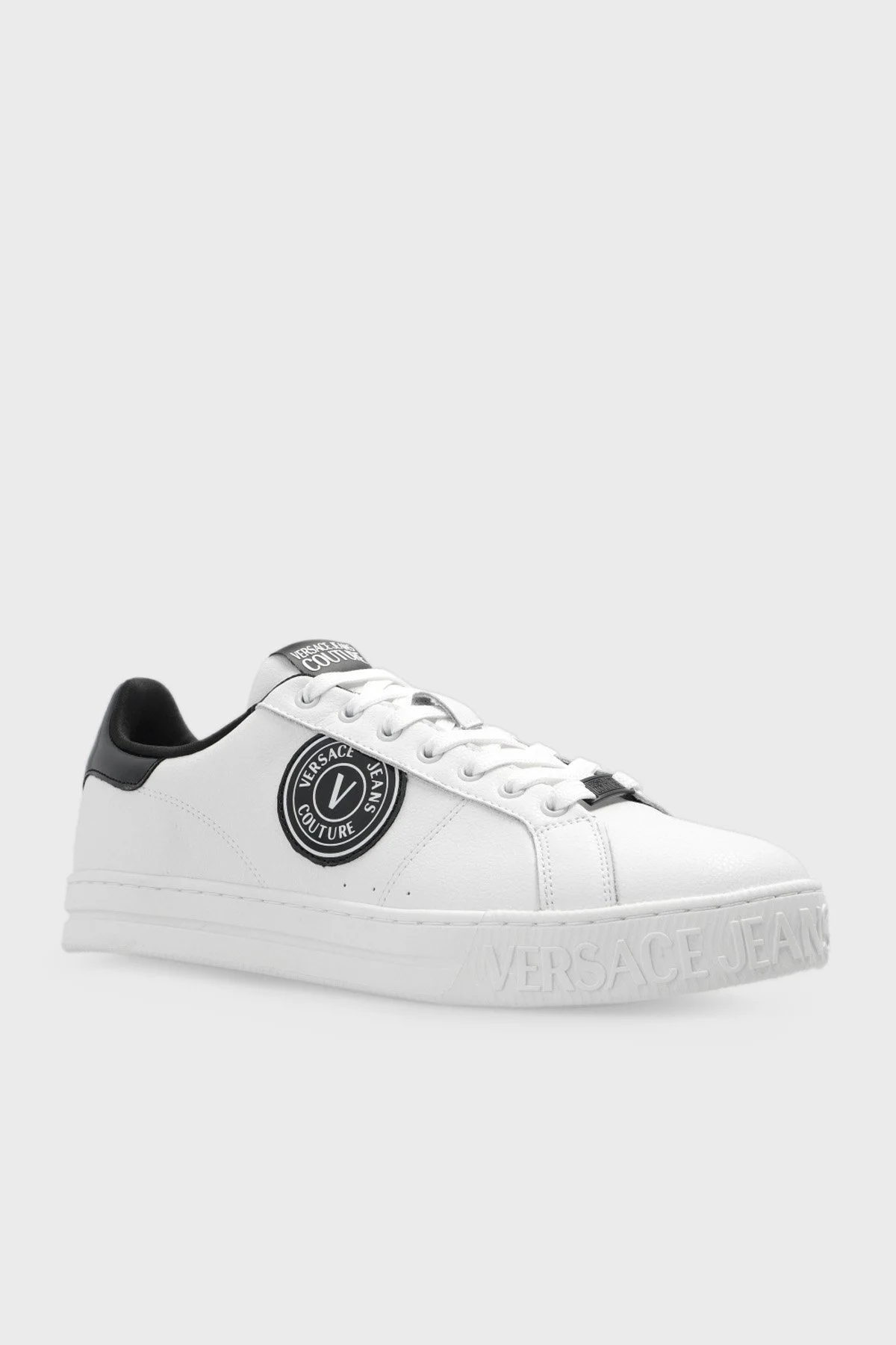 Versace Jeans Couture Logolu Deri Sneaker Erkek Ayakkabı 73YA3SK1 ZP165 L02 BEYAZ - 3