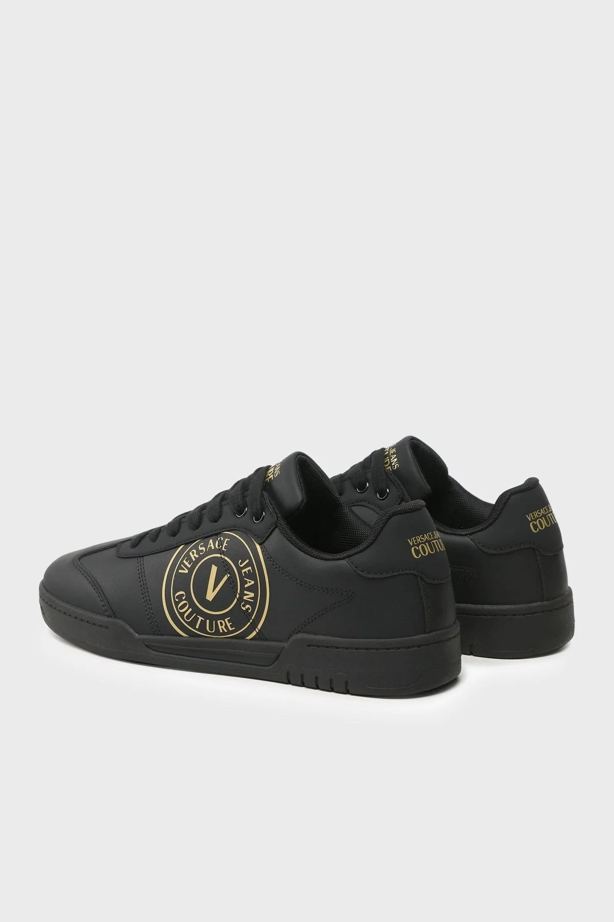 Versace Jeans Couture Logolu Deri Sneaker Erkek Ayakkabı 74YA3SD1 ZP220 G89 SİYAH-GOLD - 2