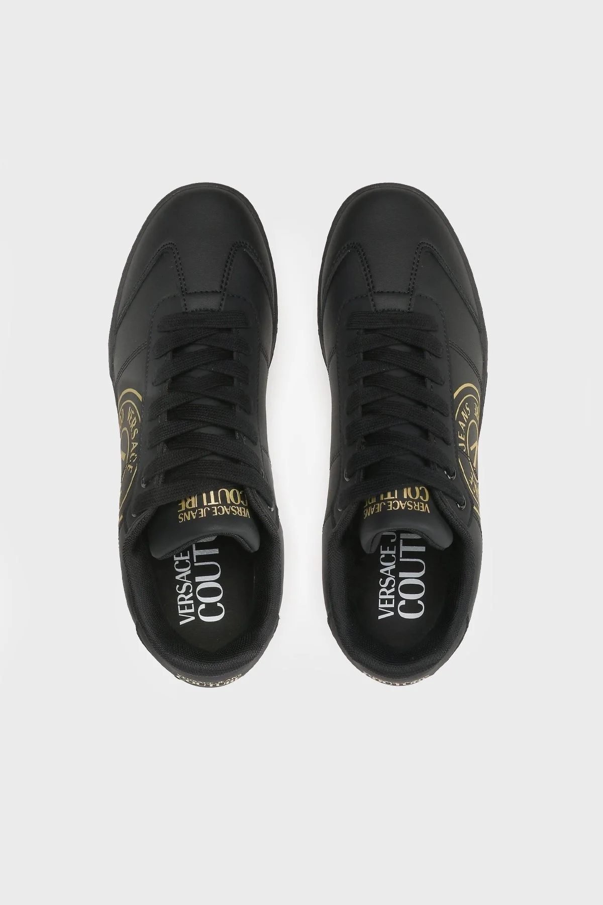 Versace Jeans Couture Logolu Deri Sneaker Erkek Ayakkabı 74YA3SD1 ZP220 G89 SİYAH-GOLD - 5