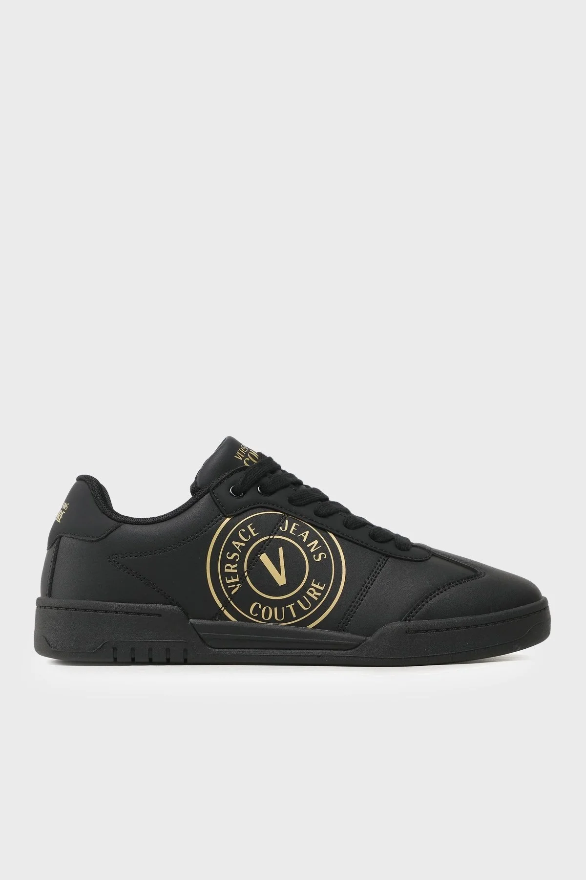 Versace Jeans Couture Logolu Deri Sneaker Erkek Ayakkabı 74YA3SD1 ZP220 G89 SİYAH-GOLD - 6