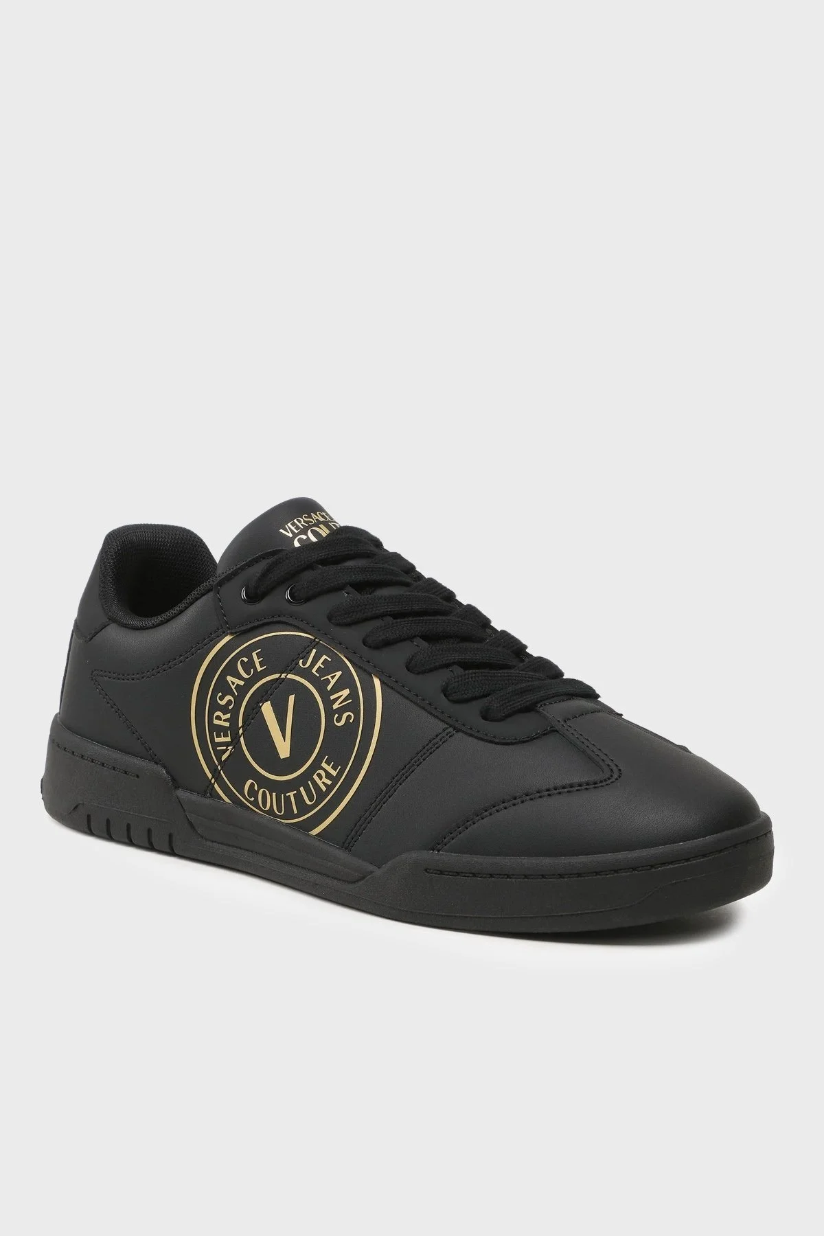 Versace Jeans Couture Logolu Deri Sneaker Erkek Ayakkabı 74YA3SD1 ZP220 G89 SİYAH-GOLD - 8