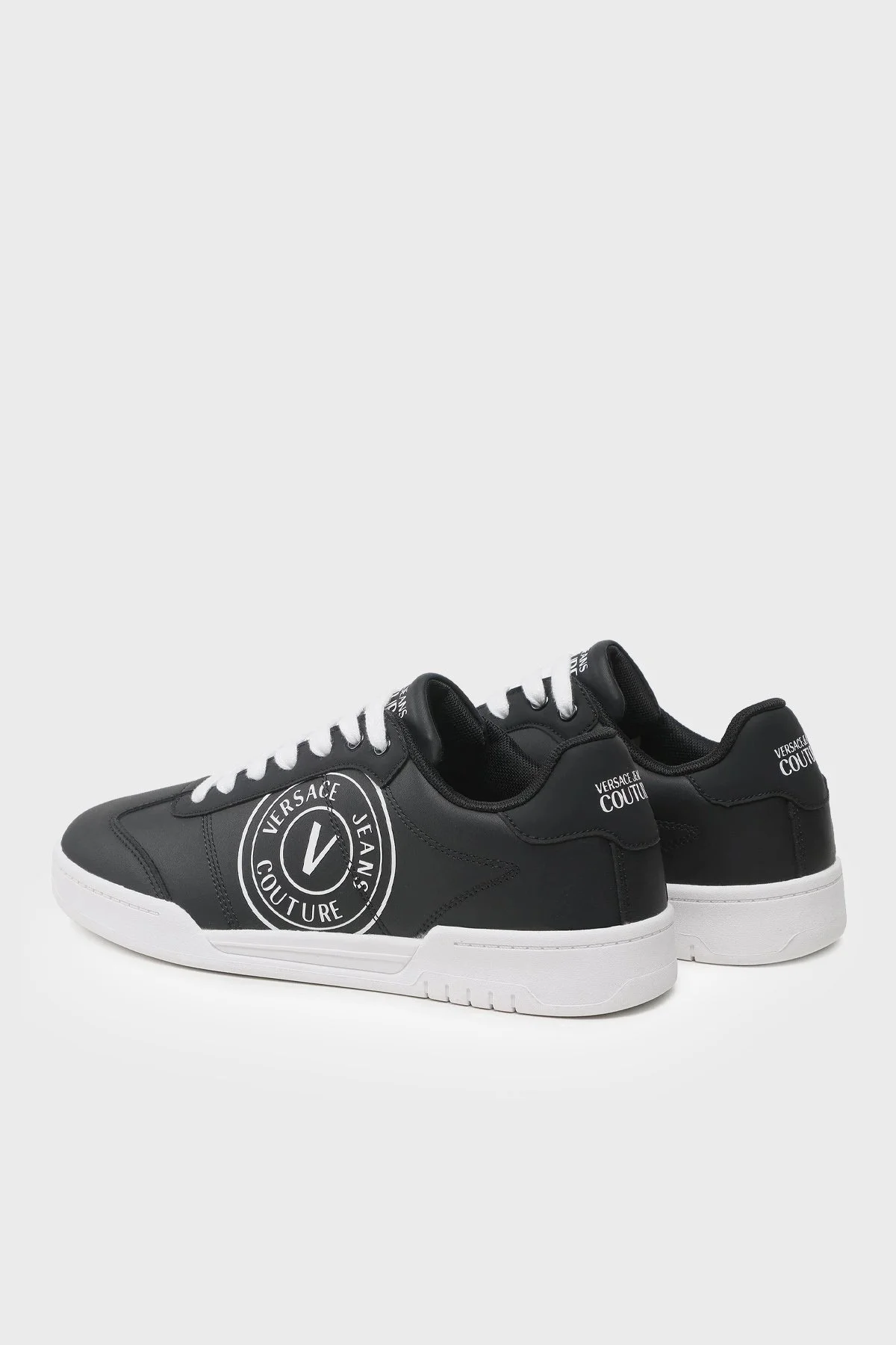 Versace Jeans Couture Logolu Deri Sneaker Erkek Ayakkabı 74YA3SD1 ZP220 L01 SİYAH-BEYAZ - 3