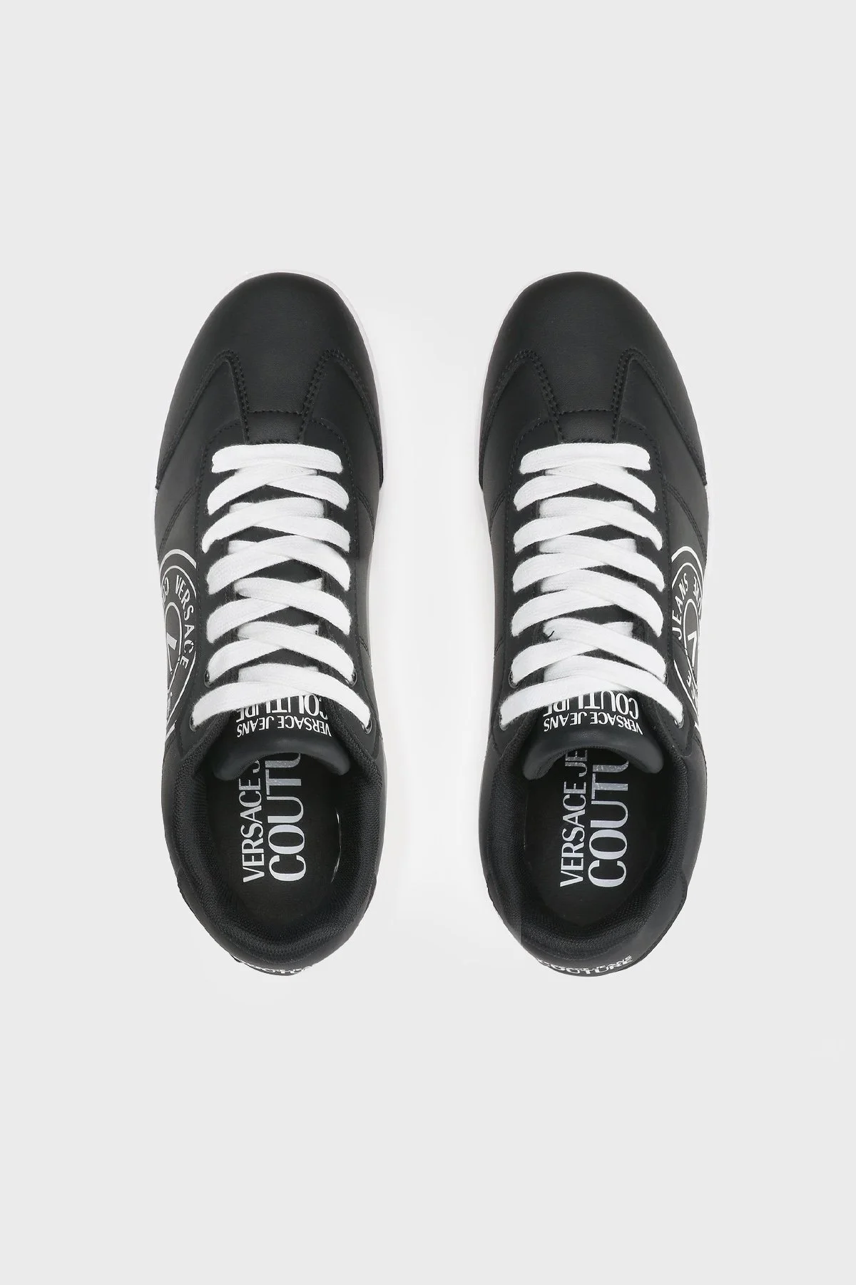 Versace Jeans Couture Logolu Deri Sneaker Erkek Ayakkabı 74YA3SD1 ZP220 L01 SİYAH-BEYAZ - 5