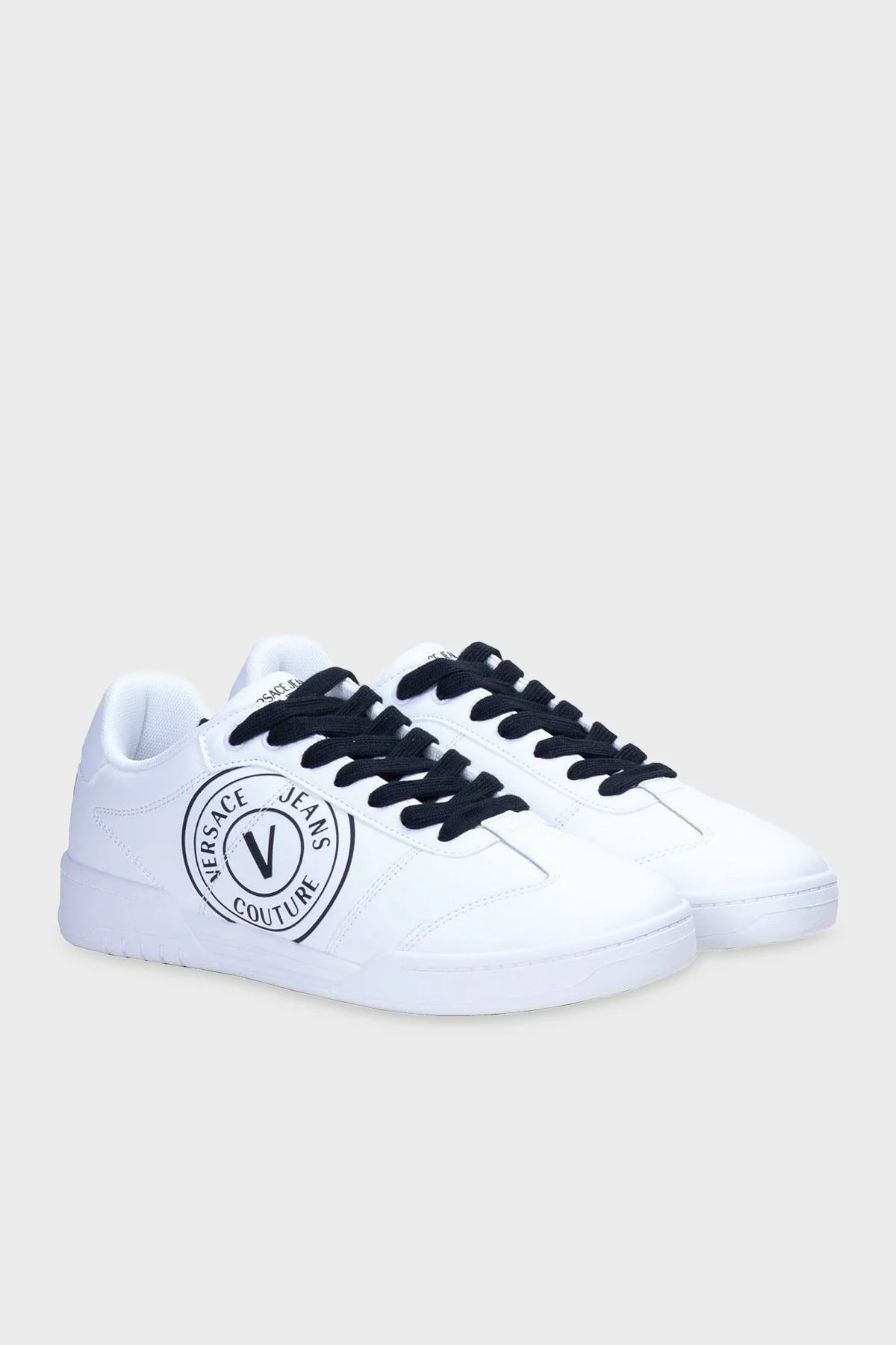 Versace Jeans Couture Logolu Deri Sneaker Erkek Ayakkabı 74YA3SD1 ZP220 L02 BEYAZ-SİYAH - 3