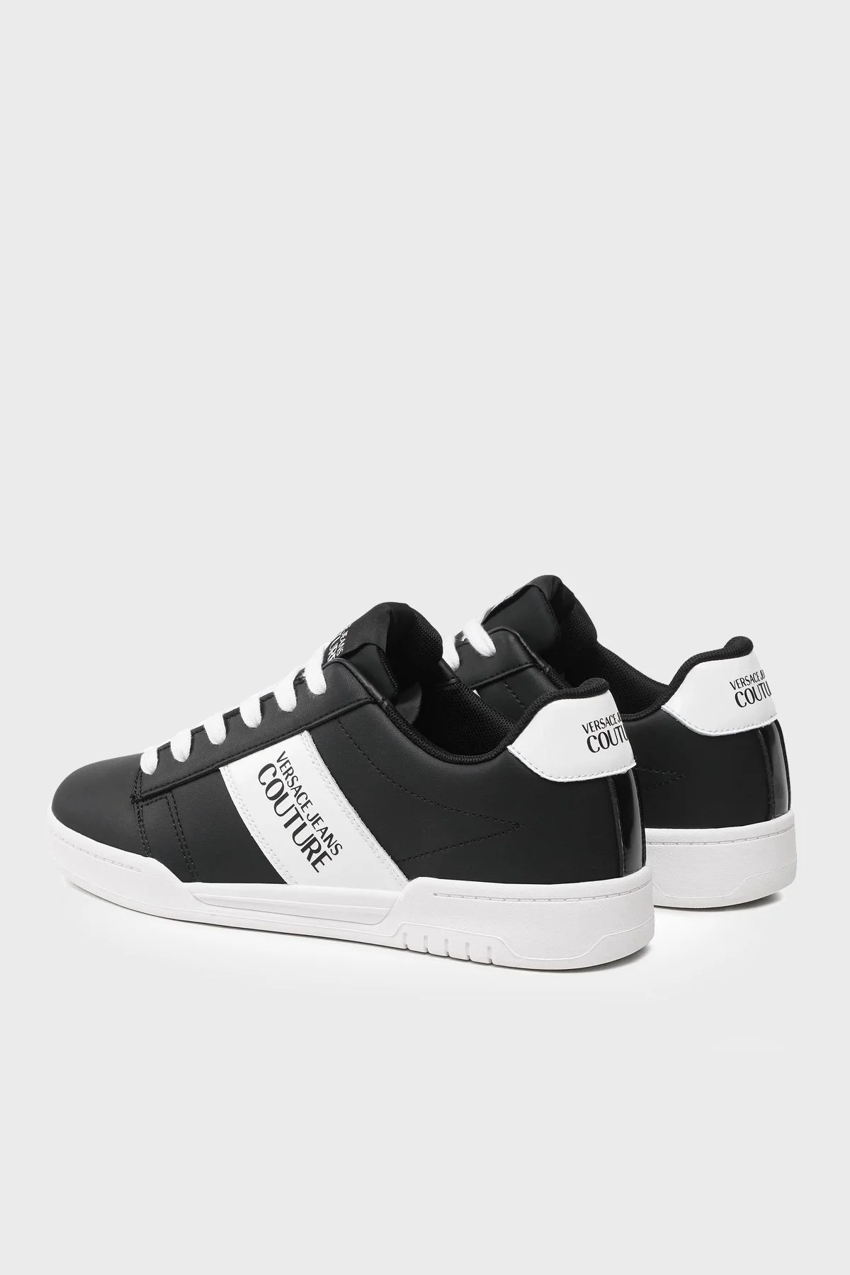 Versace Jeans Couture Logolu Deri Sneaker Erkek Ayakkabı 74YA3SD5 ZP217 899 SİYAH - 2