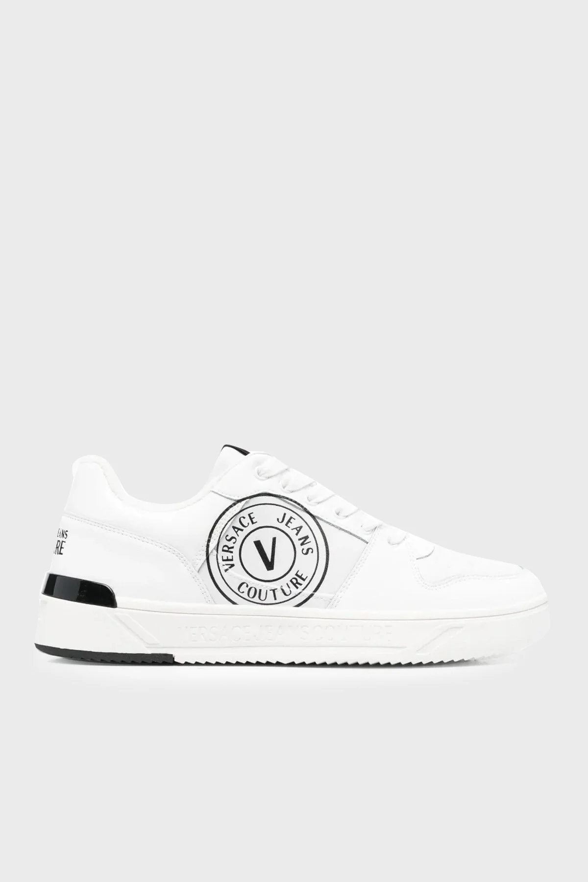 Versace Jeans Couture Logolu Deri Sneaker Erkek Ayakkabı 74YA3SJ1 ZP226 003 BEYAZ - 1