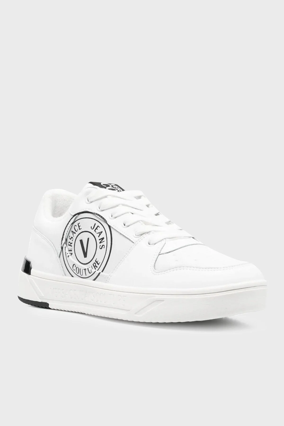 Versace Jeans Couture Logolu Deri Sneaker Erkek Ayakkabı 74YA3SJ1 ZP226 003 BEYAZ - 2