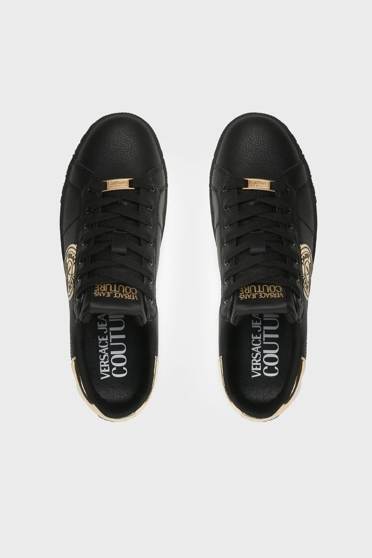 Versace Jeans Couture Logolu Deri Sneaker Erkek Ayakkabı 74YA3SK1 ZP258 G89 SİYAH-GOLD - 5