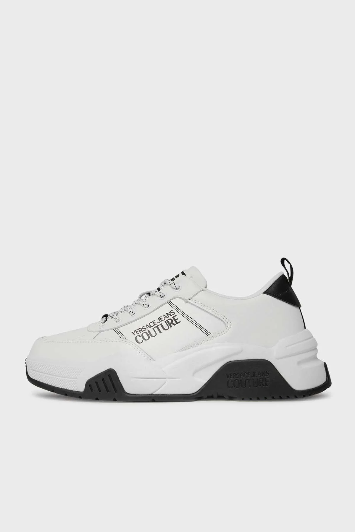 Versace Jeans Couture Logolu Deri Sneaker Erkek Ayakkabı 75YA3SF1 ZP326 003 BEYAZ - 3