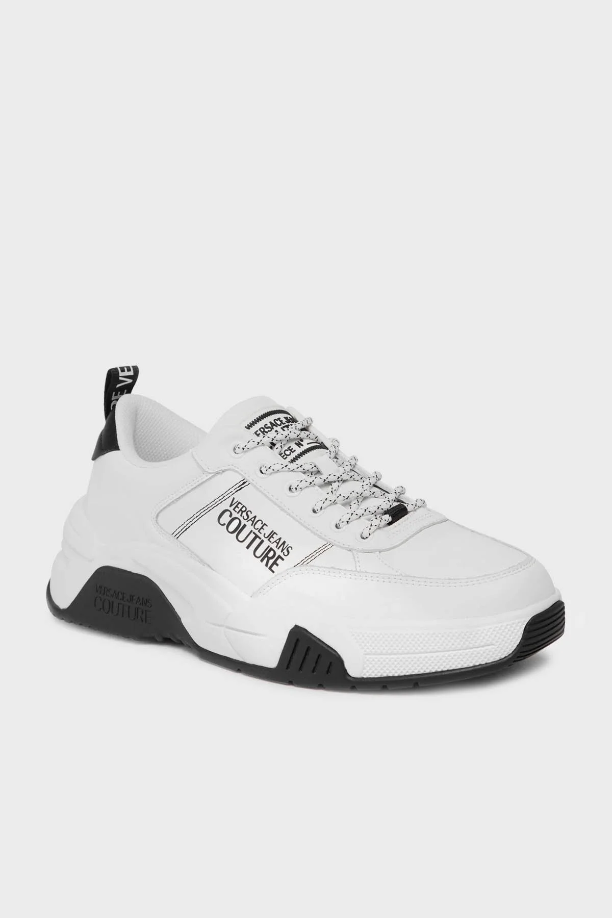 Versace Jeans Couture Logolu Deri Sneaker Erkek Ayakkabı 75YA3SF1 ZP326 003 BEYAZ - 7