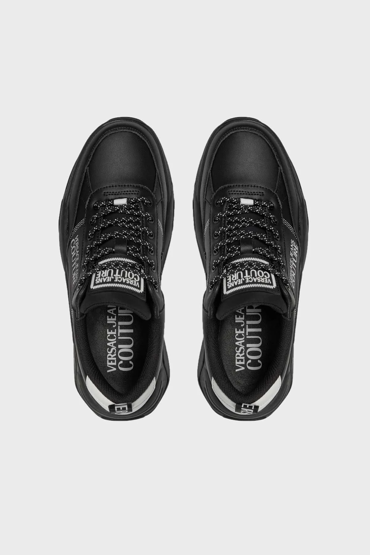 Versace Jeans Couture Logolu Deri Sneaker Erkek Ayakkabı 75YA3SF1 ZP326 899 SİYAH - 5